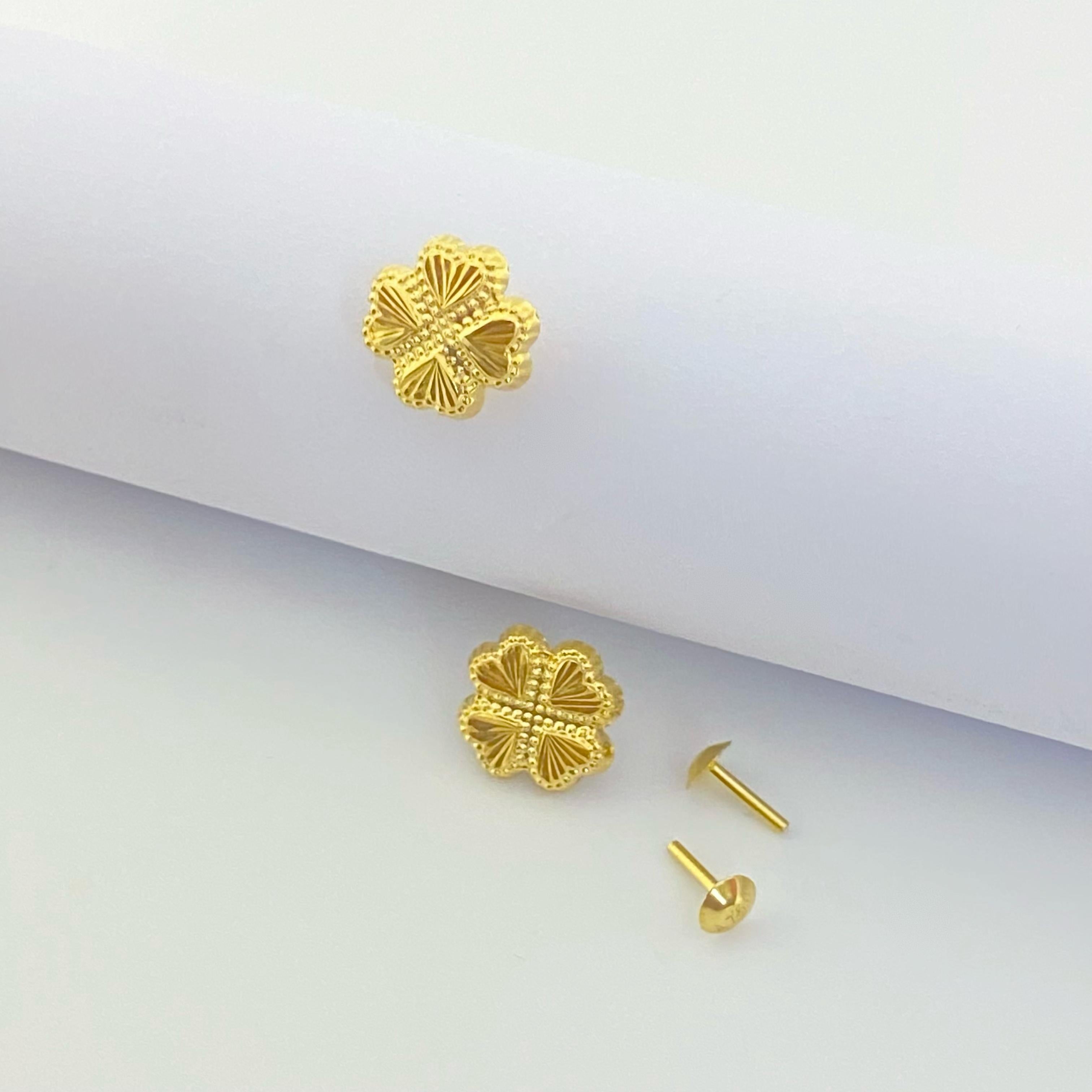 18k Gold Four Petal Jewelry Set