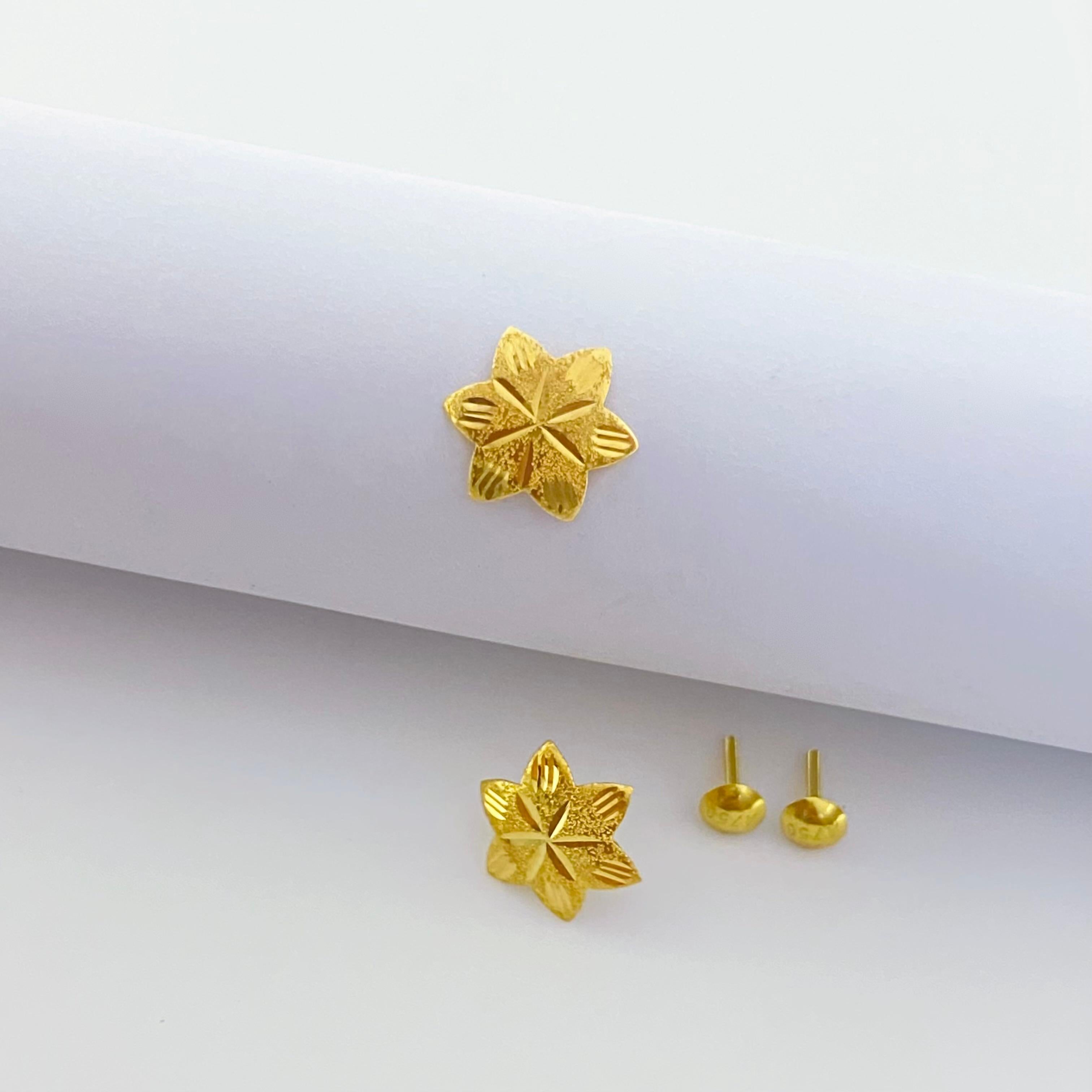 18k Gold Hexa Flower Set