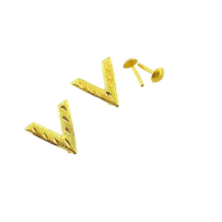 18k Gold V Screw Earrings - 18k Gold Earrings - Embellish Gold