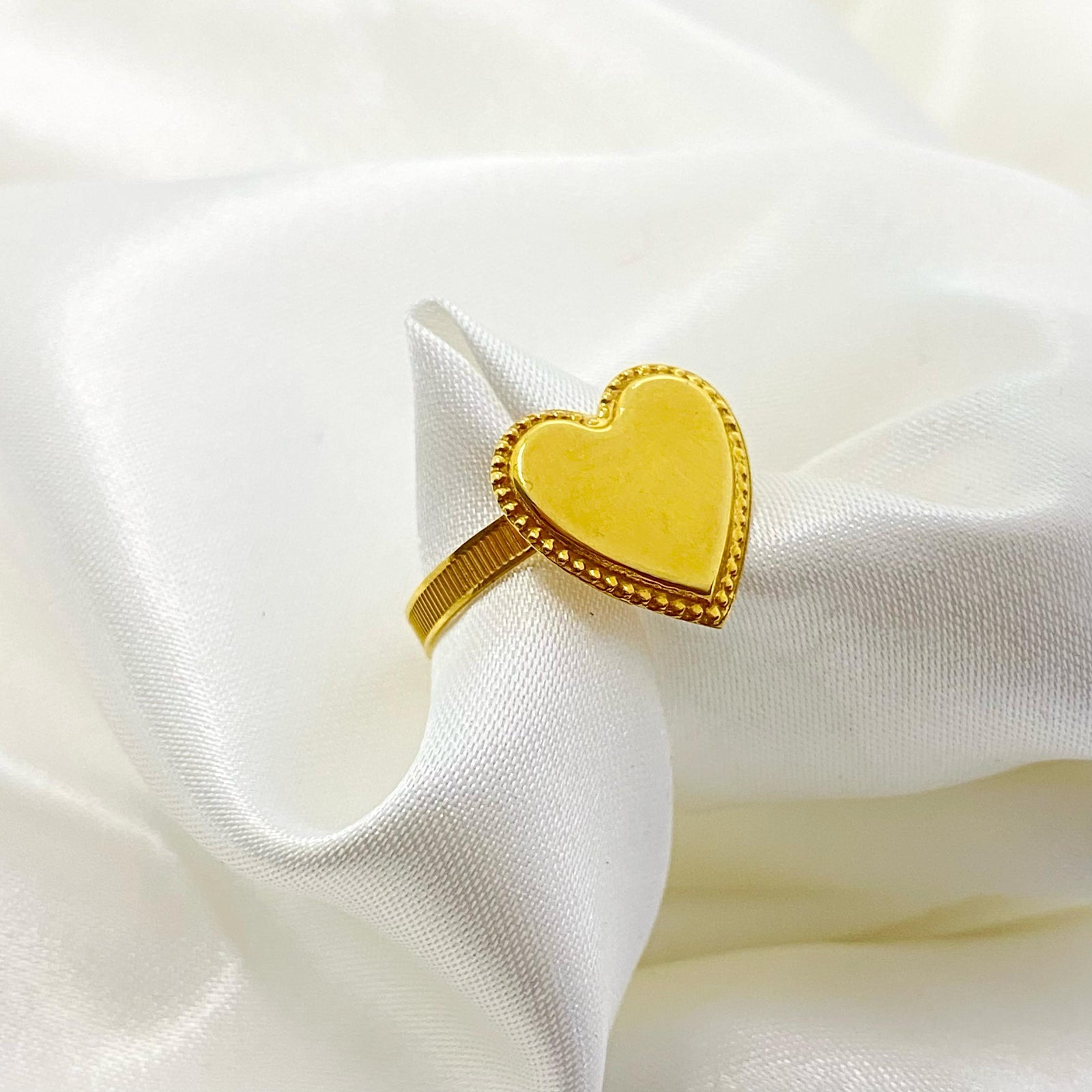 18k Gold Big Heart Ring - 18k Gold Ring - Embellish Gold