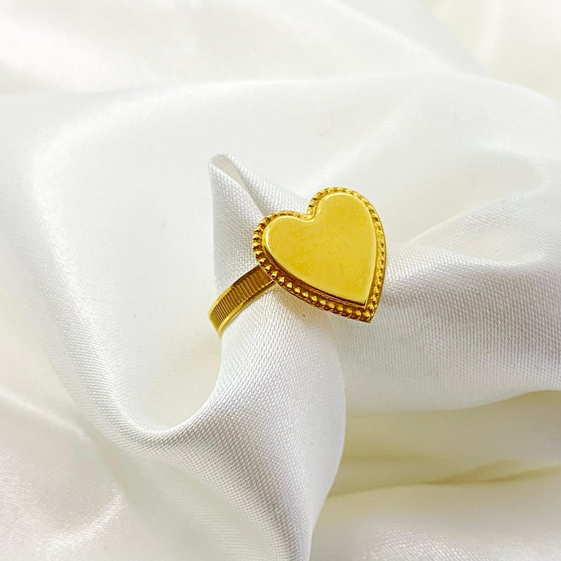 18k Gold Big Heart Ring - 18k Gold Ring - Embellish Gold