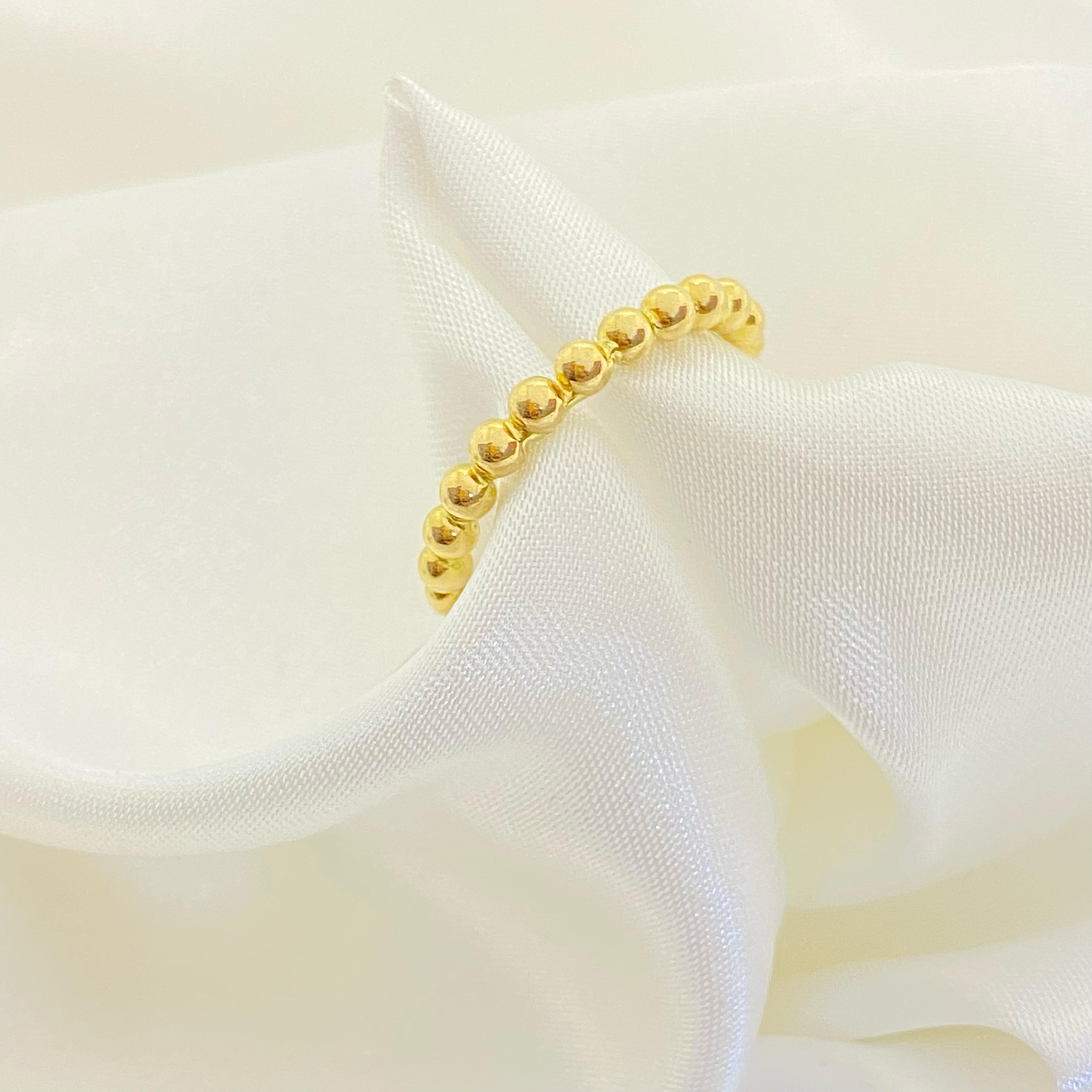 18k Gold Solid Balls Ring