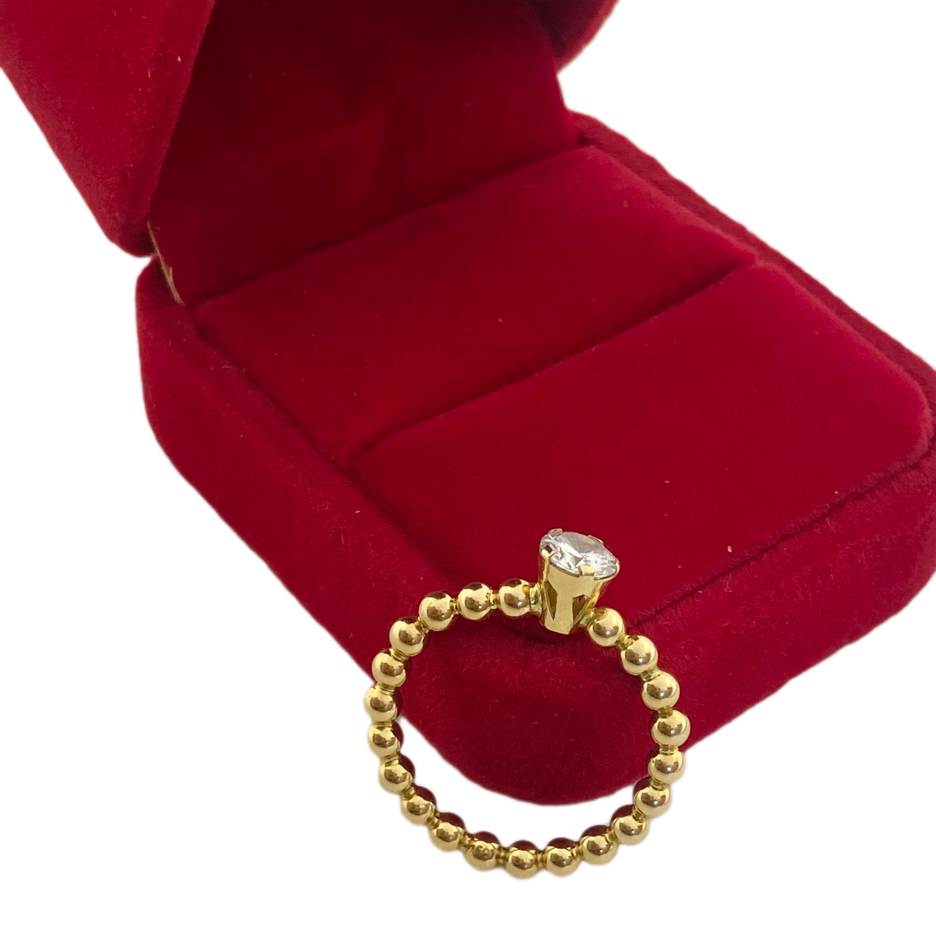 18k Gold Solid Balls with Stone Ring