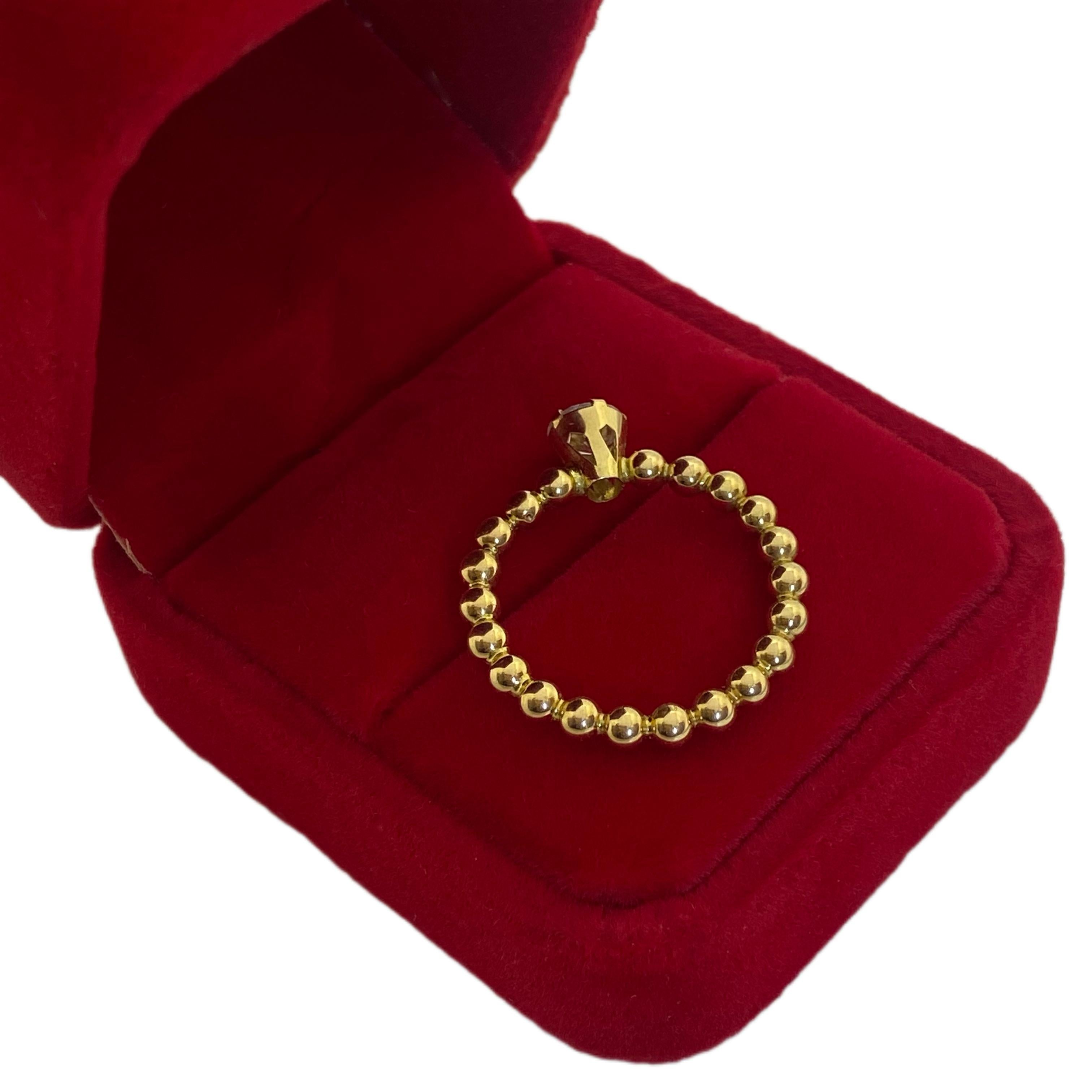 18k Gold Solid Balls with Stone Ring