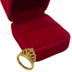 18k Gold Super Light Hollow Crown Stone Ring