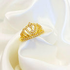 18k Gold Super Light Hollow Crown Stone Ring