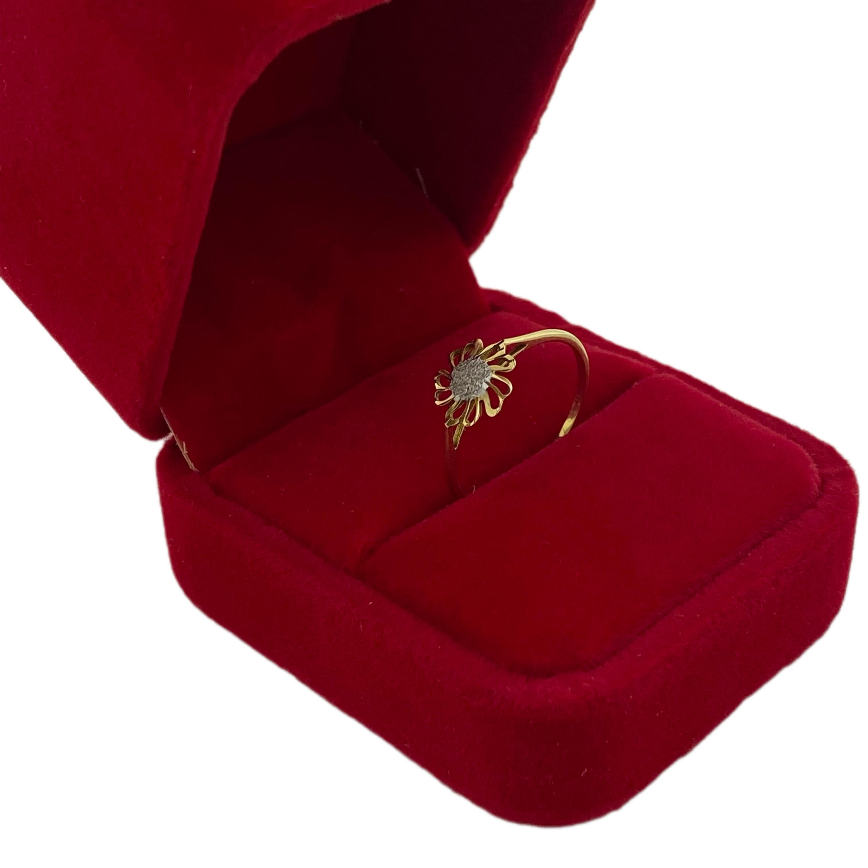 18k Gold White Matt Flower Ring