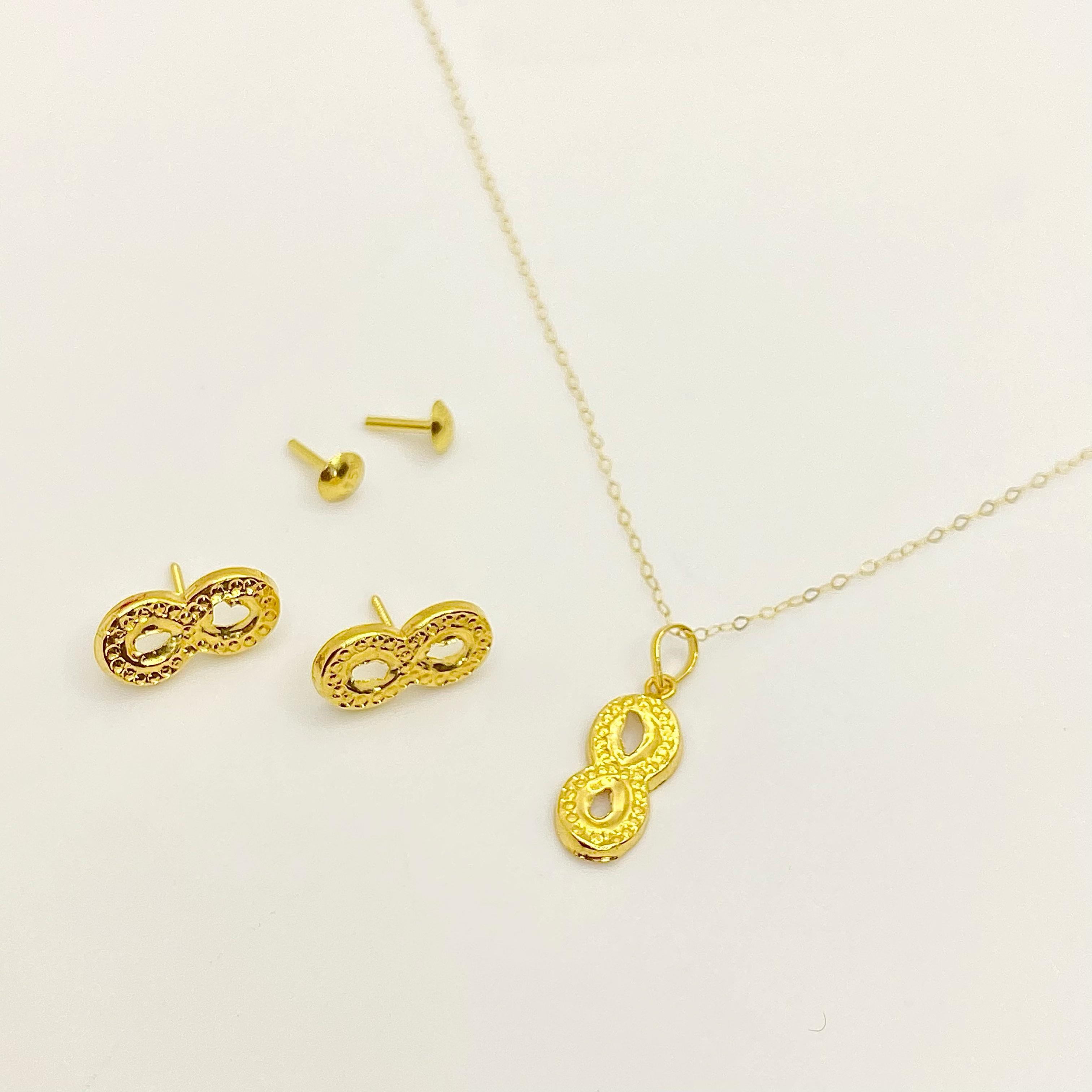 18k Gold infinity dot Jewelry Set