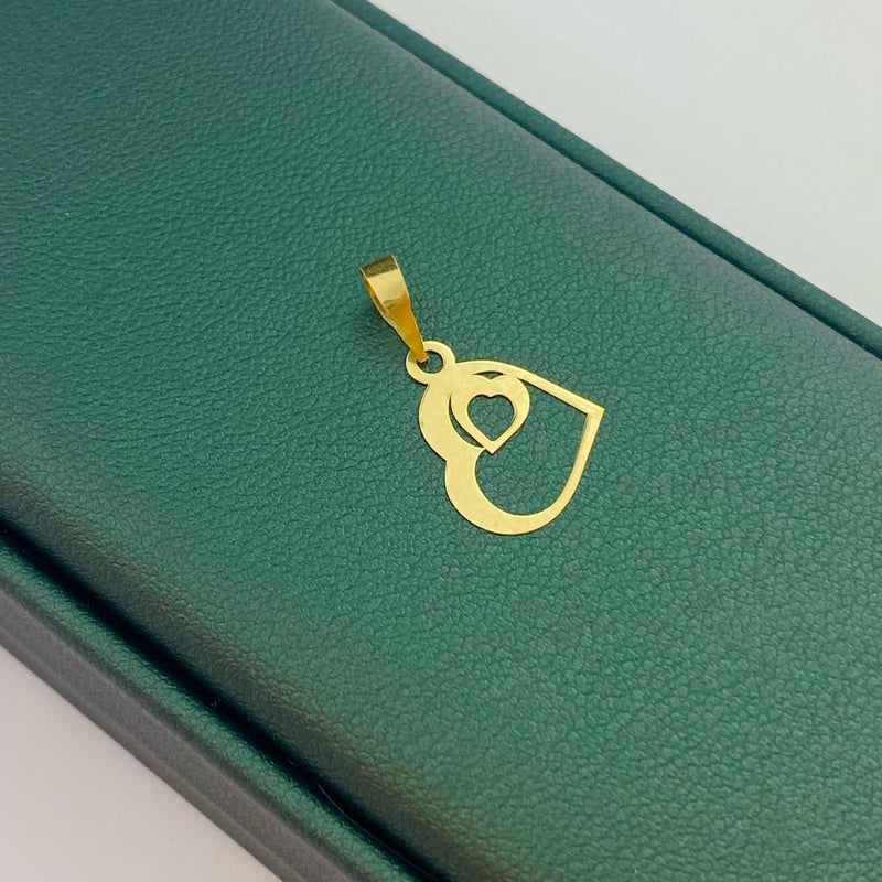 18k Two Heart Pendant - 18k Gold Pendant - Embellish Gold