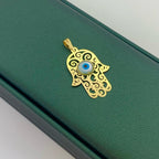 18k Hamsa Hand with Evil Eye Pendant