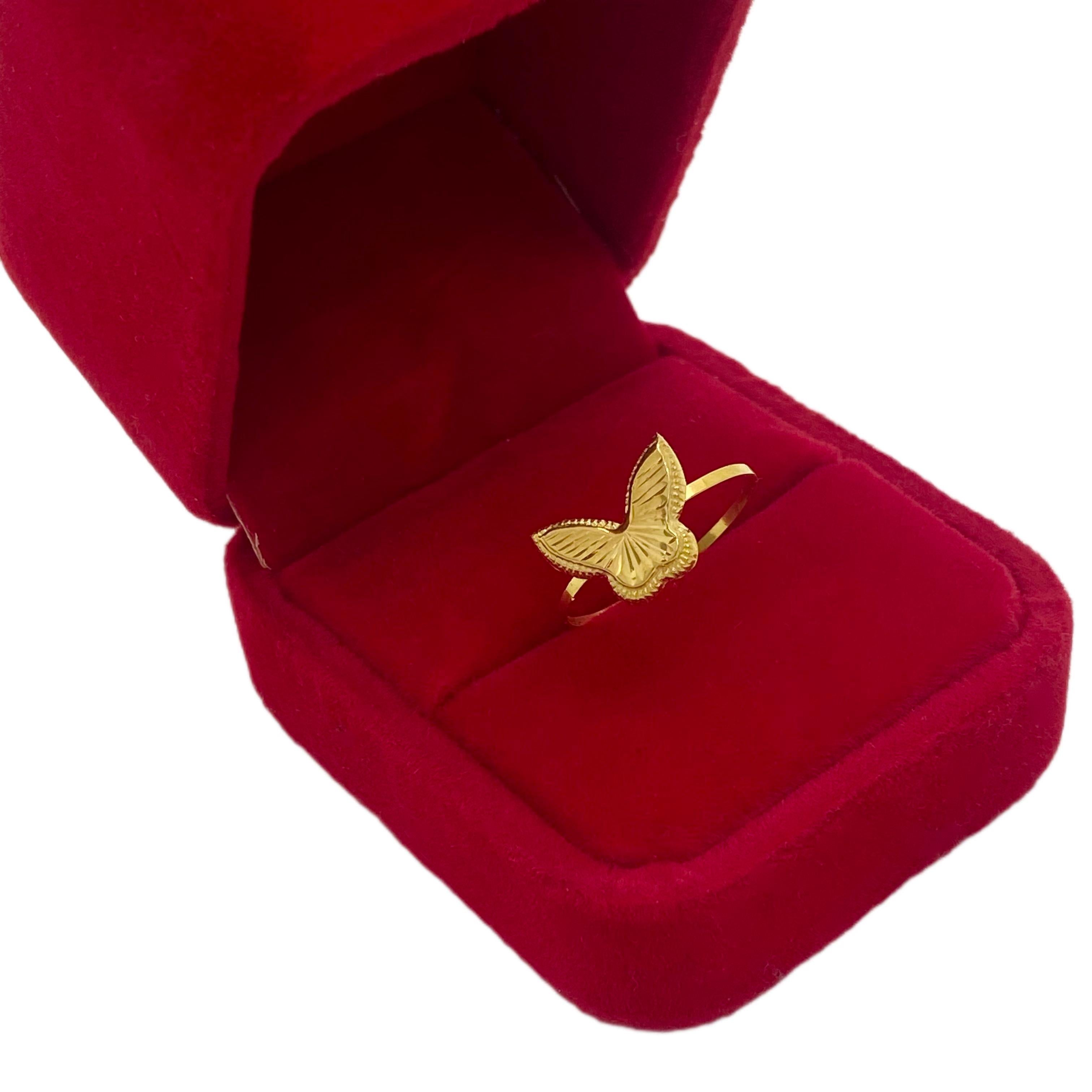18k Gold Butterfly Line Ring