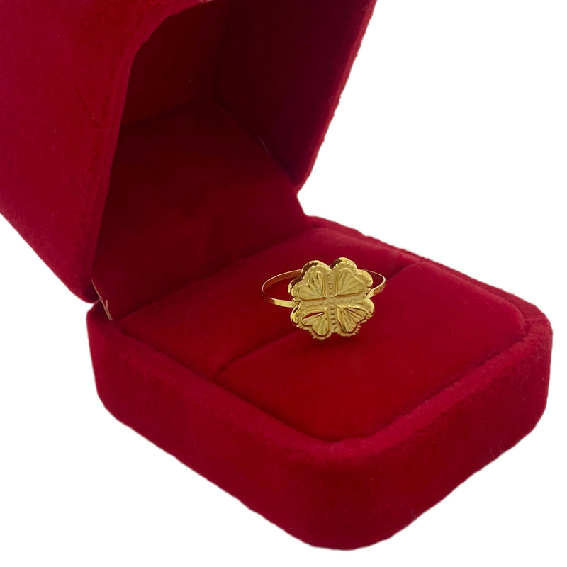 18k Gold 4 Heart Flower Ring - 18k Gold Ring - Embellish Gold