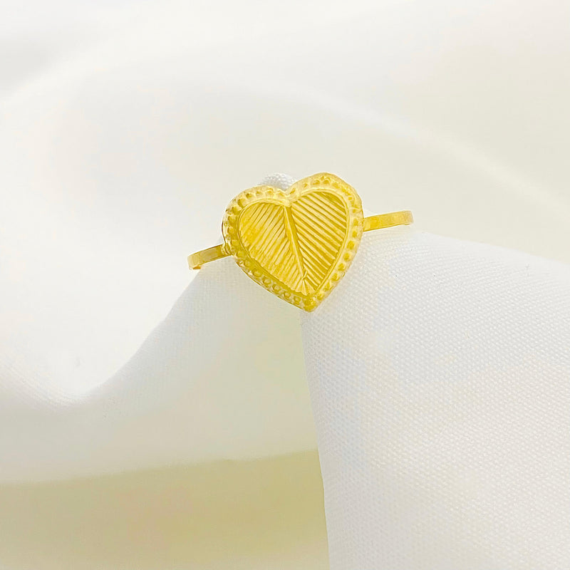 18k Gold Heart Vintage Ring - 18k Gold Ring - Embellish Gold