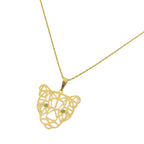 18k Gold Green Eye Tiger Necklace