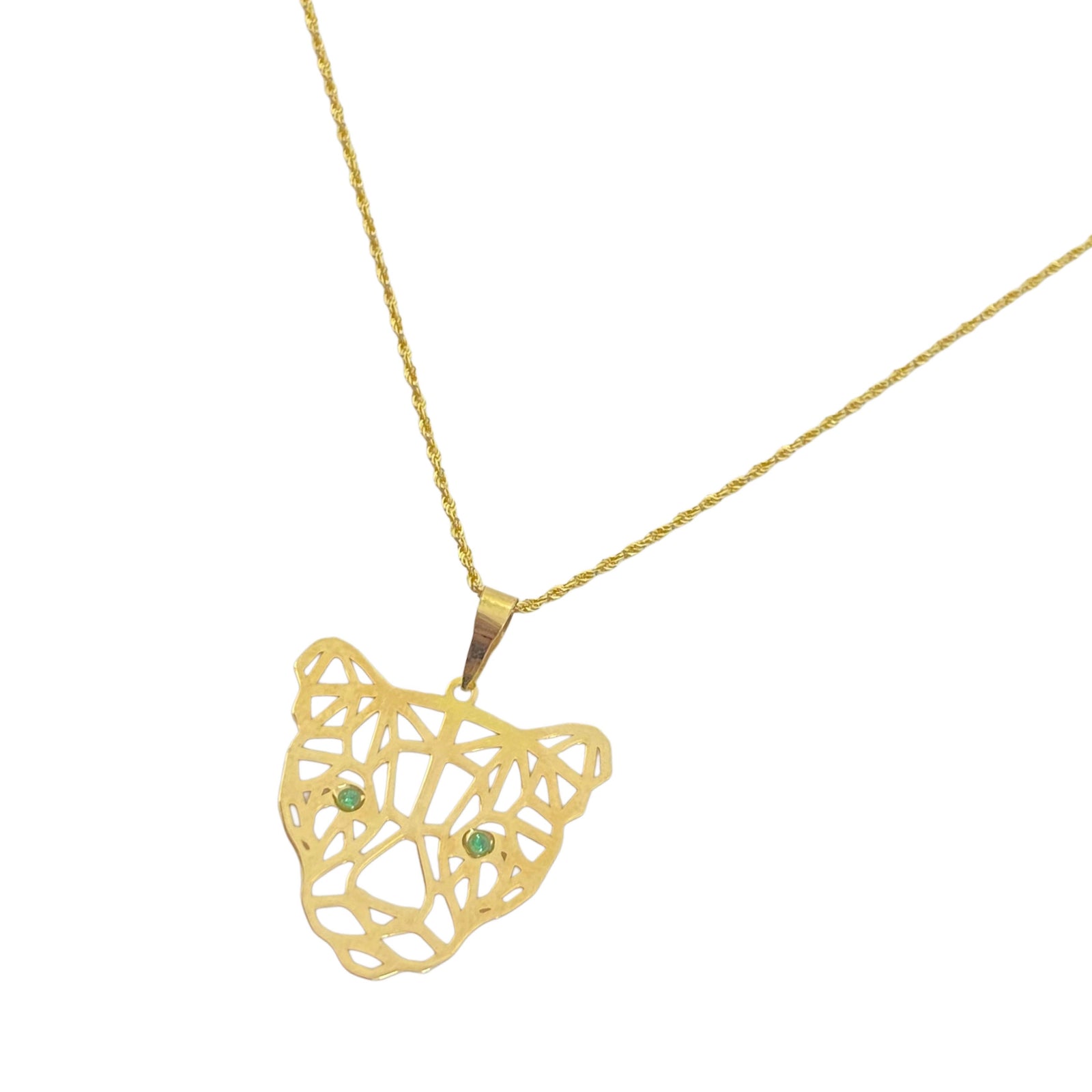 18k Gold Green Eye Tiger Necklace - 18k Gold Necklace - Embellish Gold