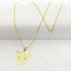 18k Gold Green Eye Tiger Necklace
