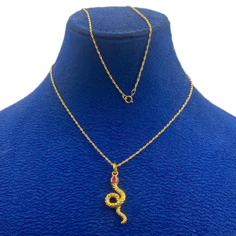 18k Gold Red Snake Necklace - ad collection - Embellish Gold