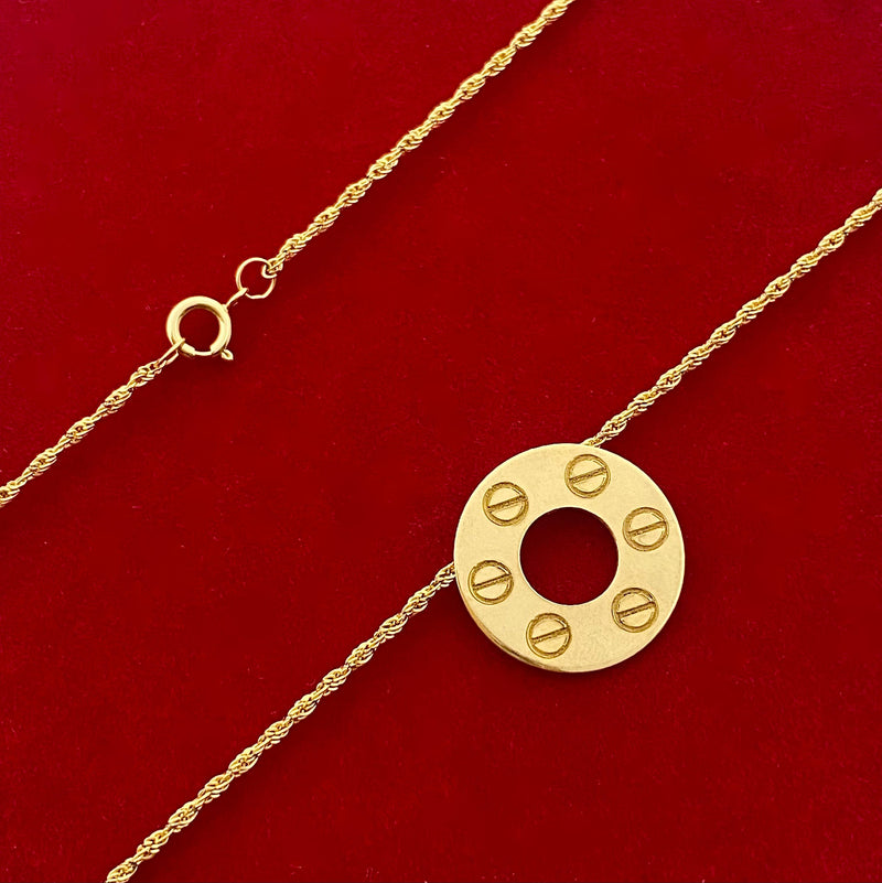 18k Circle Button Necklace - Products - Embellish Gold