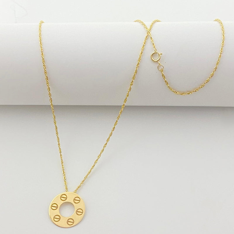 18k Circle Button Necklace - Products - Embellish Gold