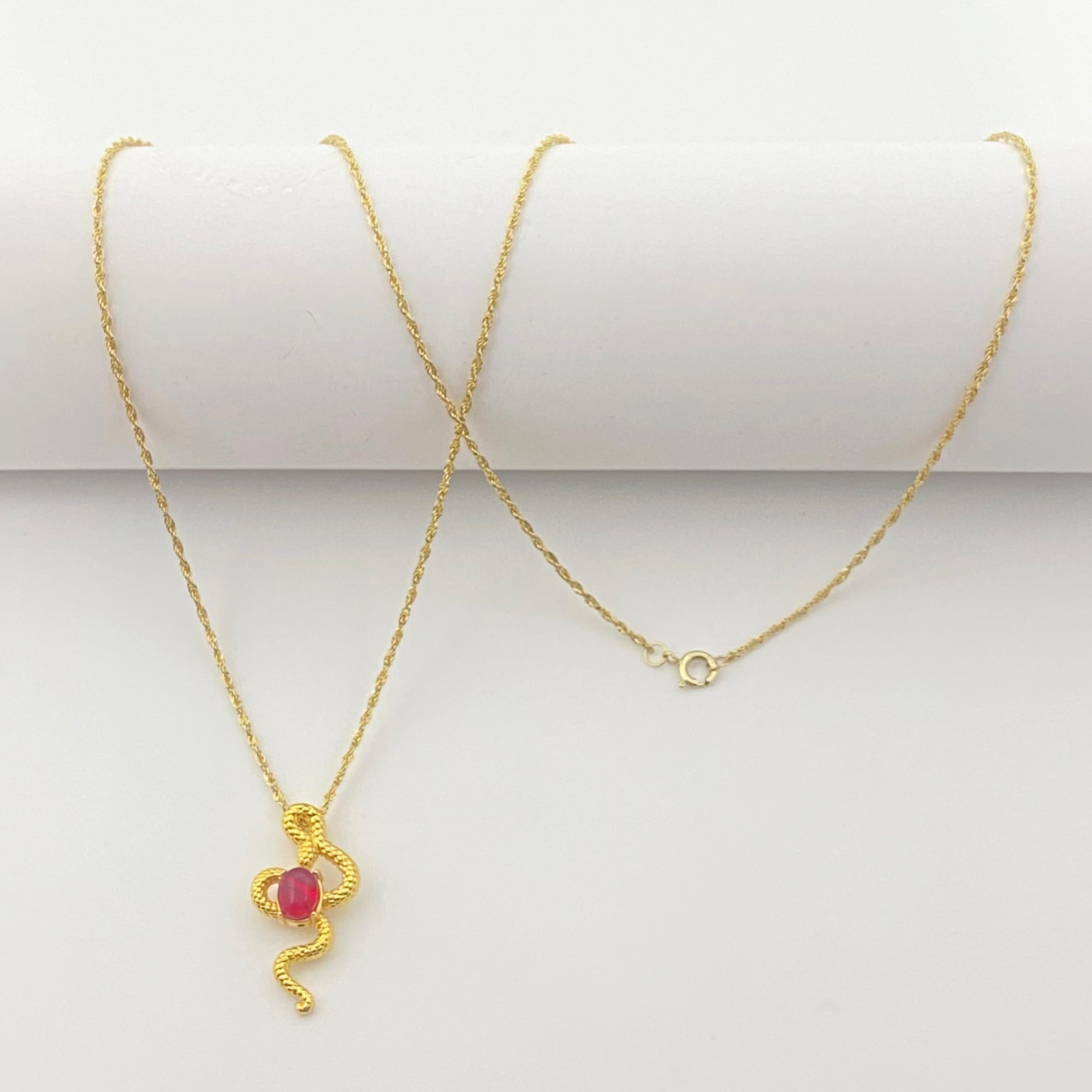 18k Gold Red Dragon Necklace