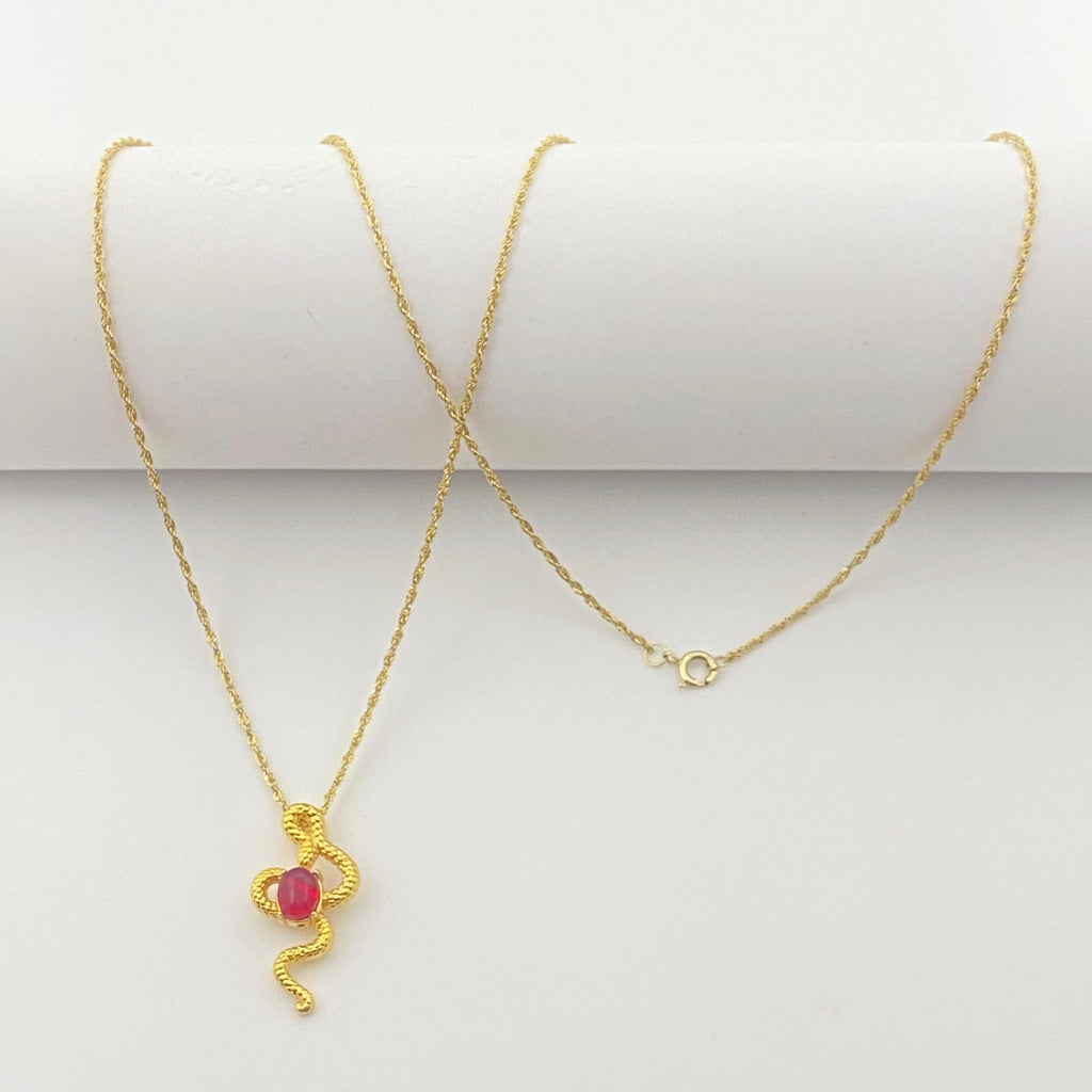 18k Gold Red Dragon Necklace