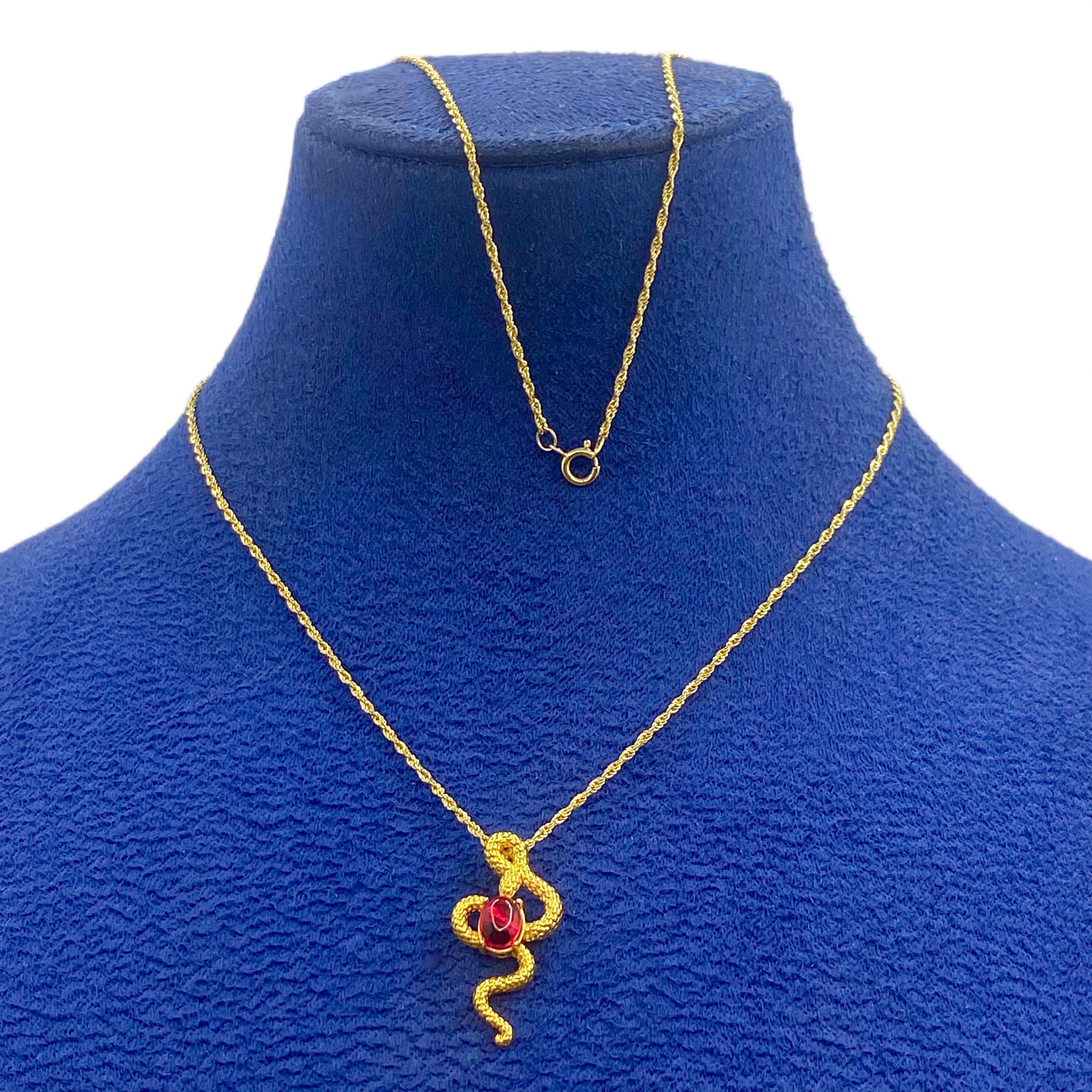 18k Gold Red Dragon Necklace