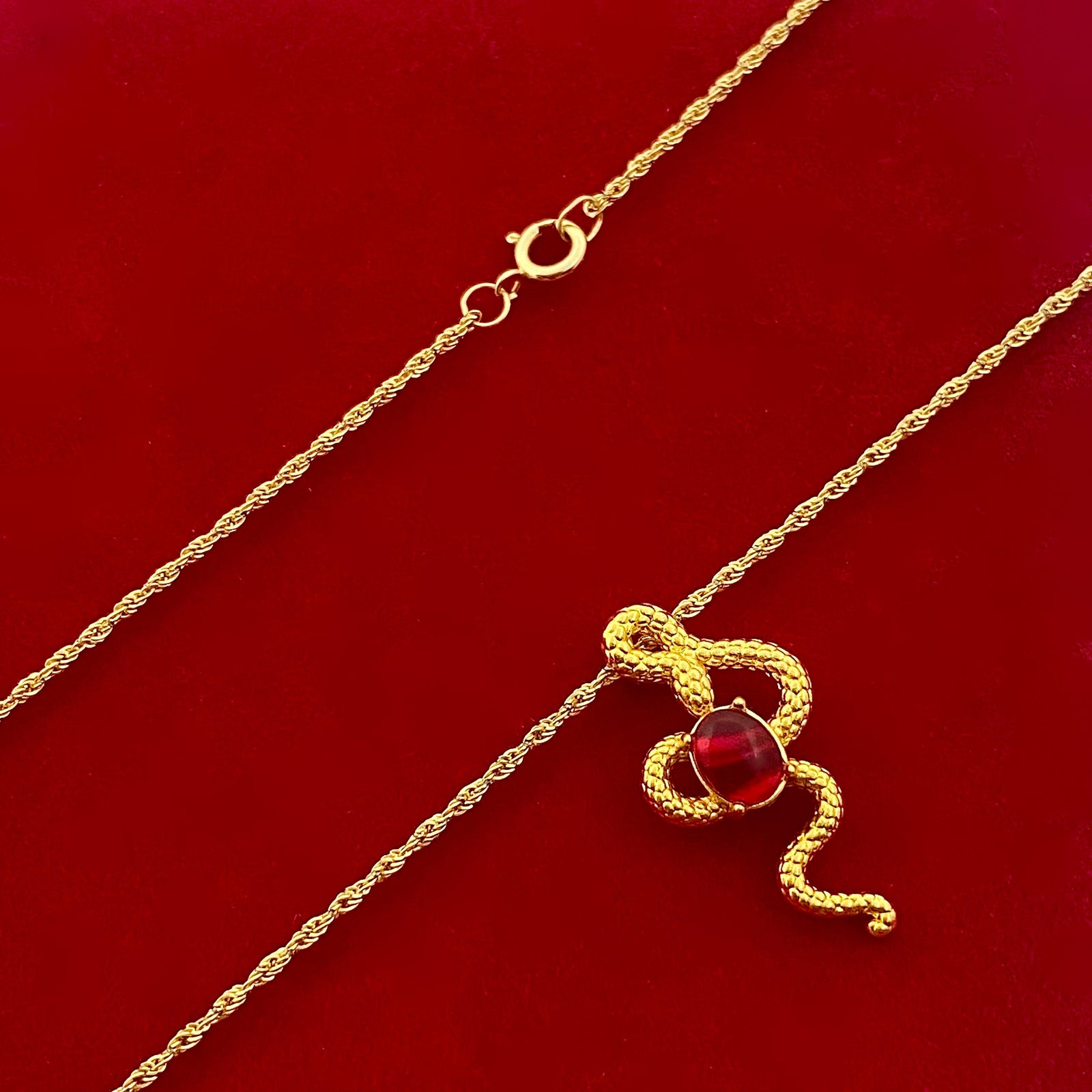 18k Gold Red Dragon Necklace - 18k Gold Necklace - Embellish Gold