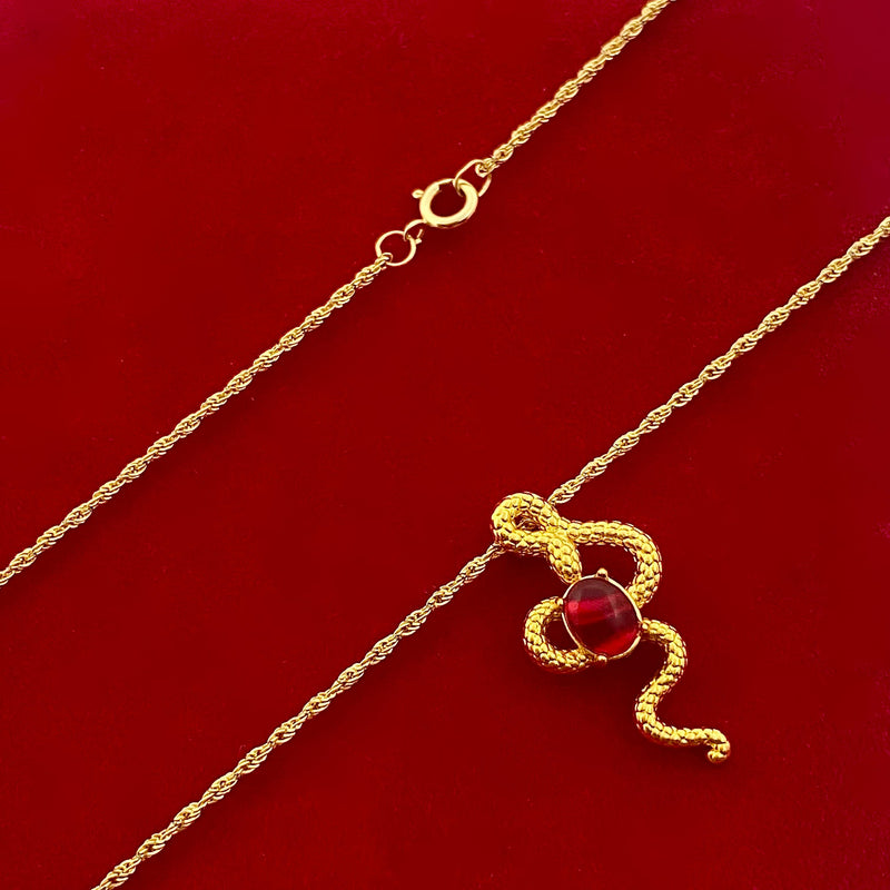 18k Gold Red Dragon Necklace - مجموعة احتفالية - Embellish Gold