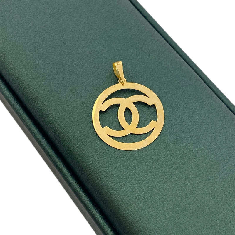 18k Gold CC Big Pendant - 18k Gold Pendant - Embellish Gold