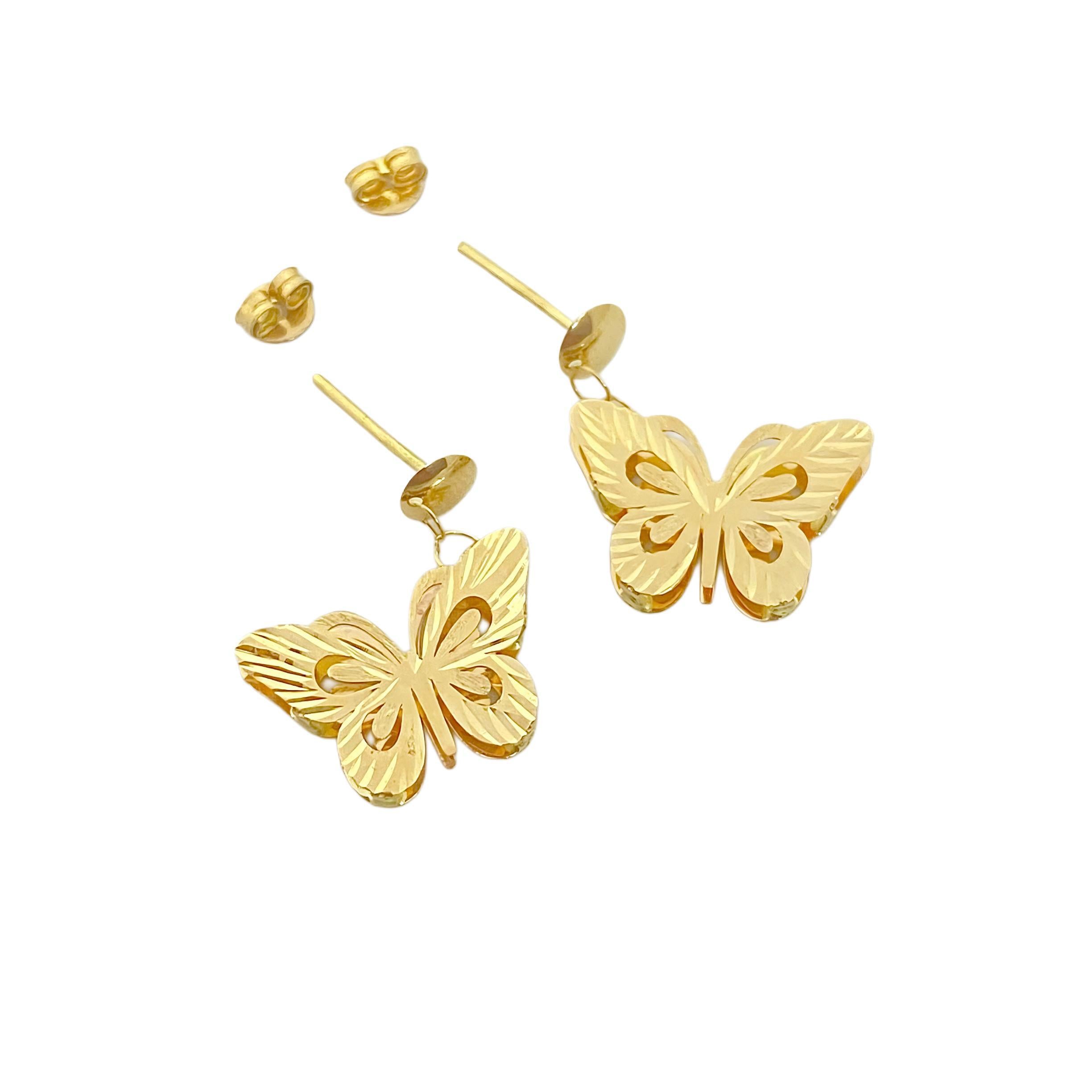 18k Gold Butterfly Set