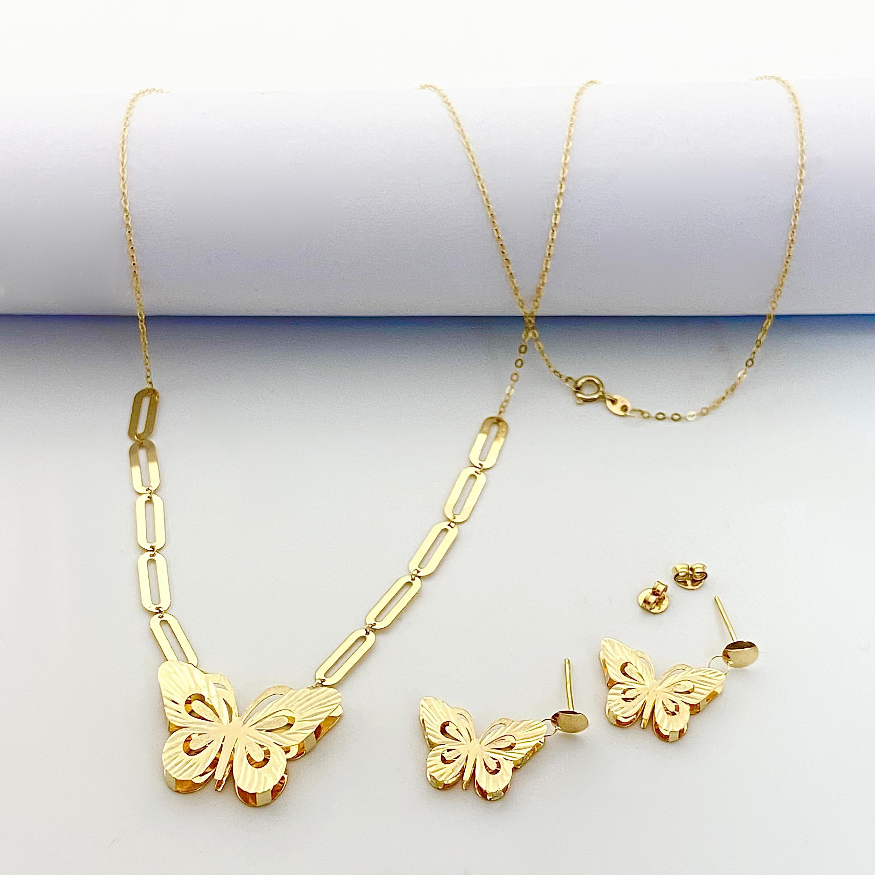 18k Gold Butterfly Set