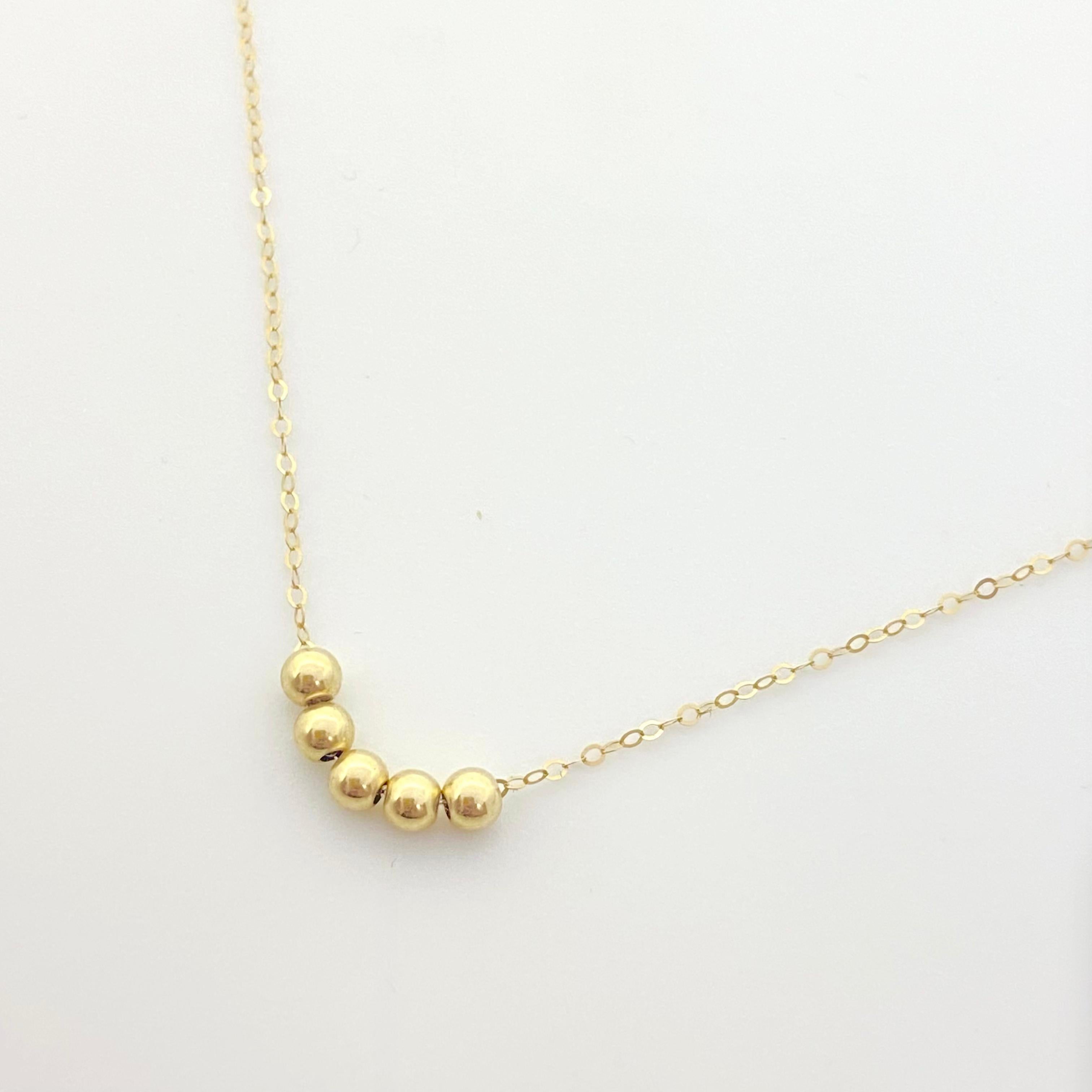 18k Gold 5 Ball Necklace