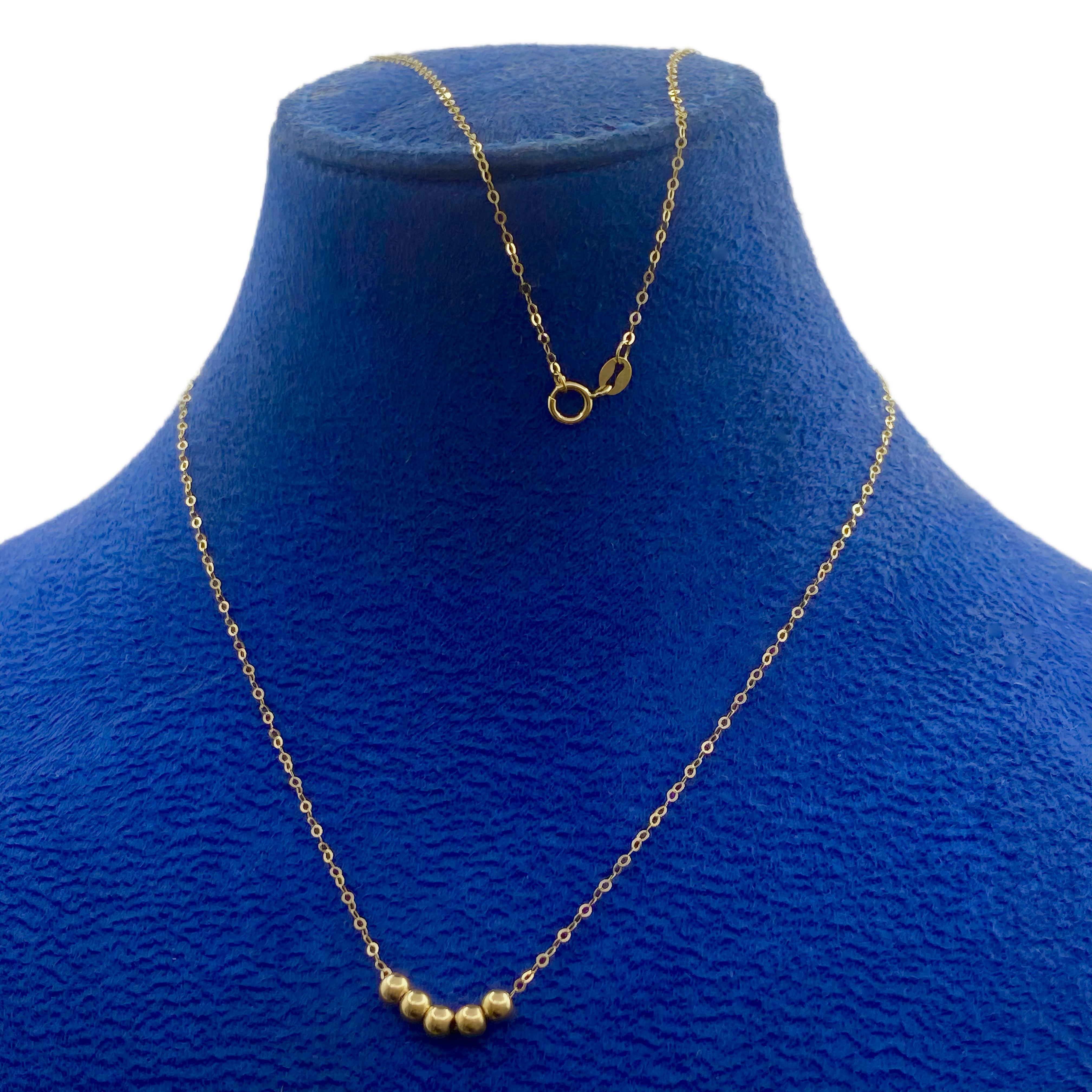 18k Gold 5 Ball Necklace