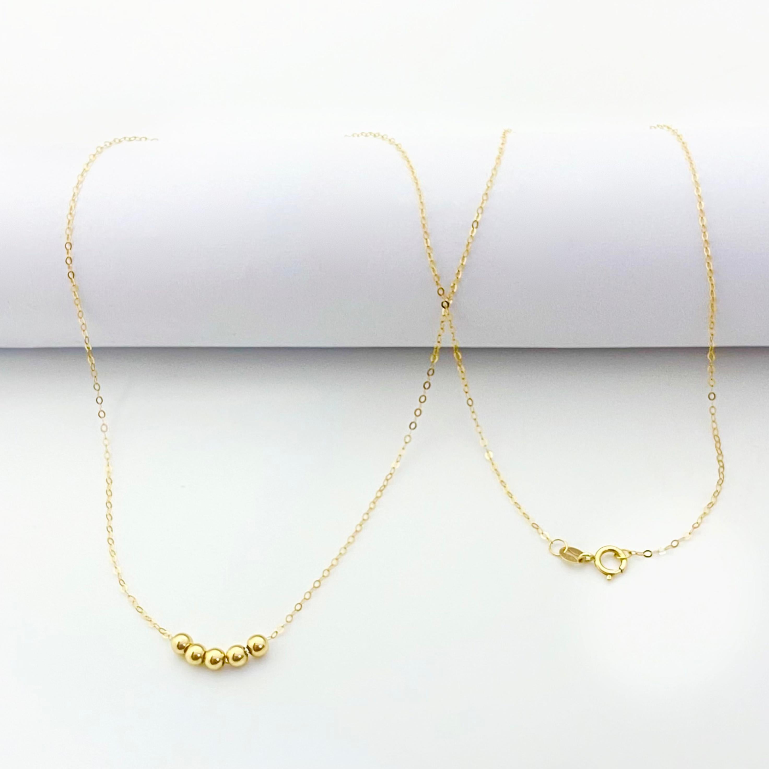 18k Gold 5 Ball Necklace