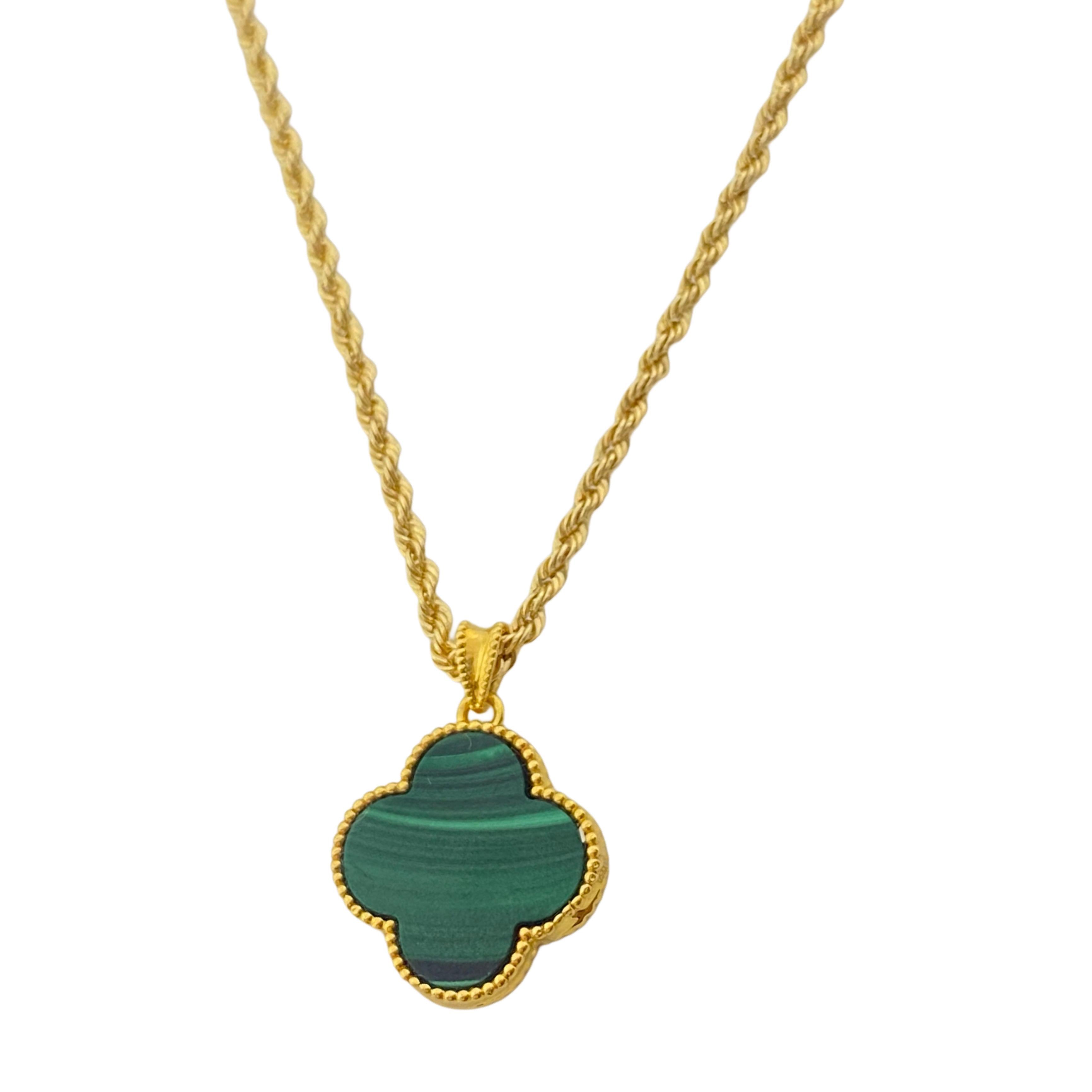 18k Gold Emerald Clover Necklace