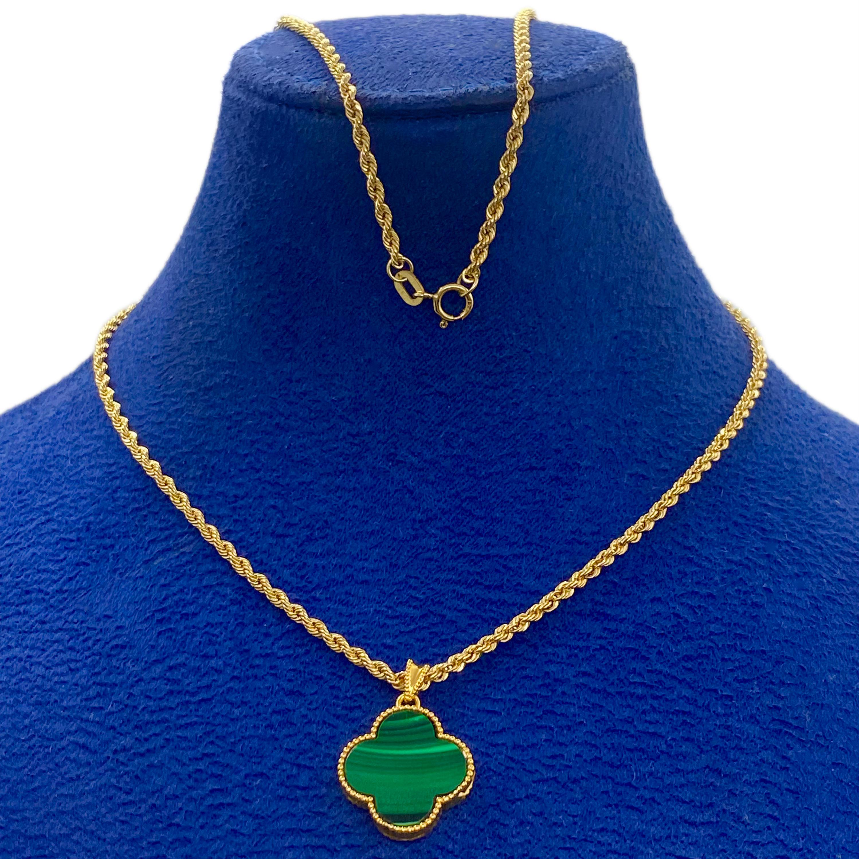 18k Gold Emerald Clover Necklace