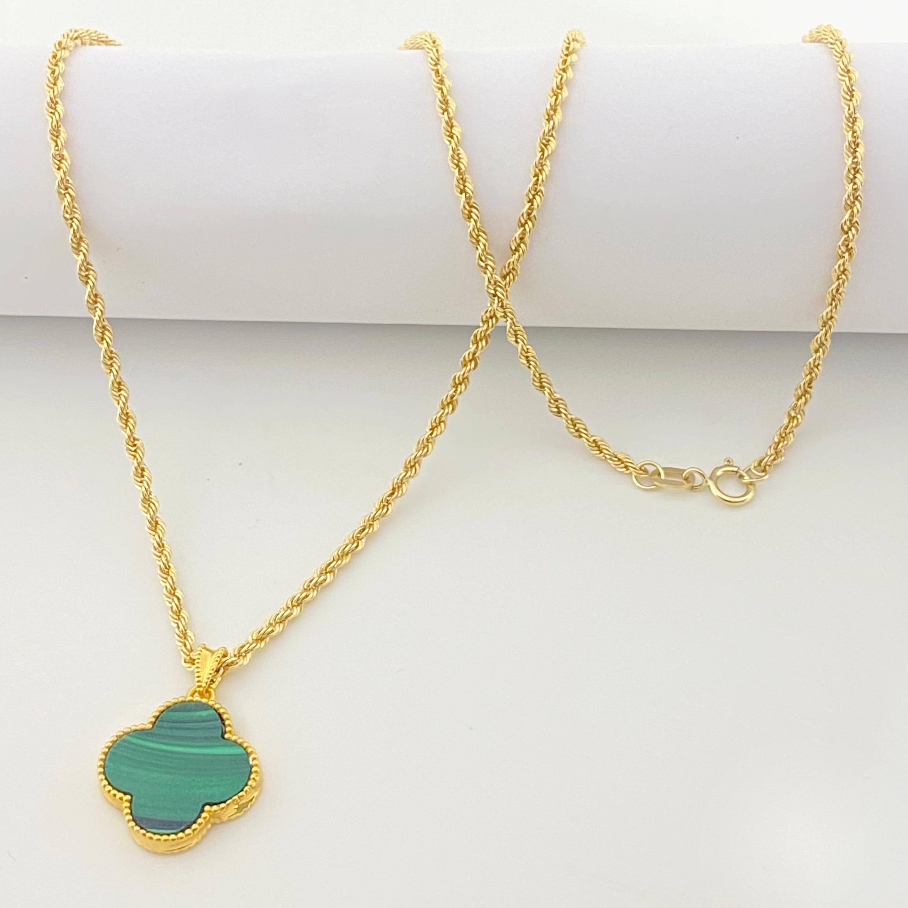 18k Gold Emerald Clover Necklace