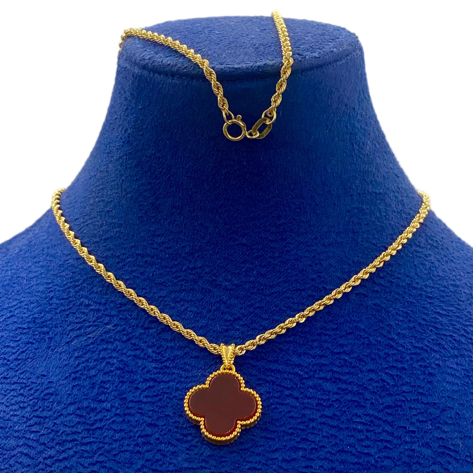 18k Gold Agate Clover Necklace - 18k Gold Necklace - Embellish Gold