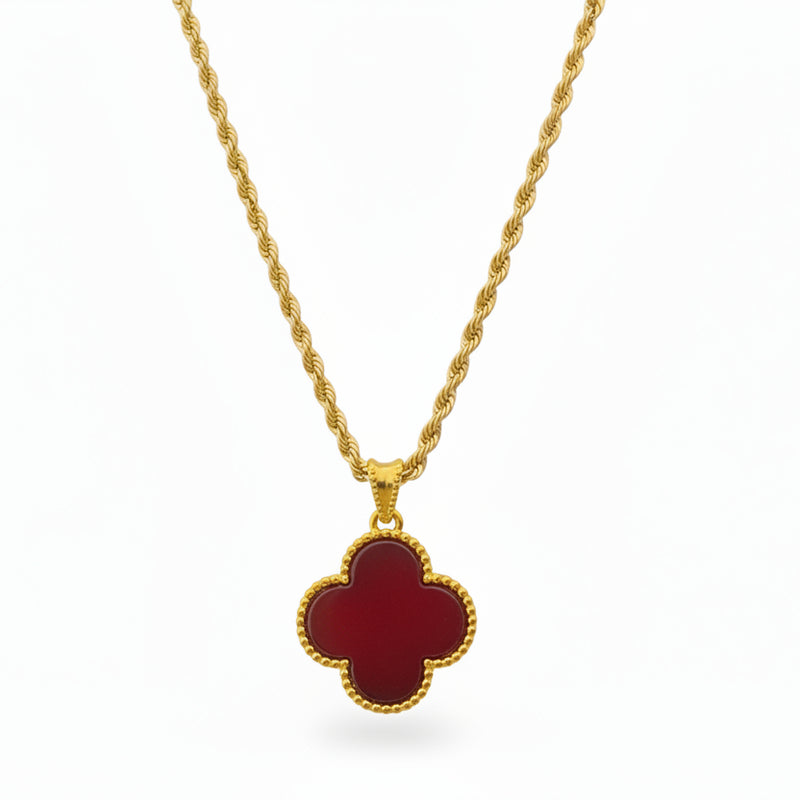 18k Gold Agate Clover Necklace - مجموعة متميزة - Embellish Gold