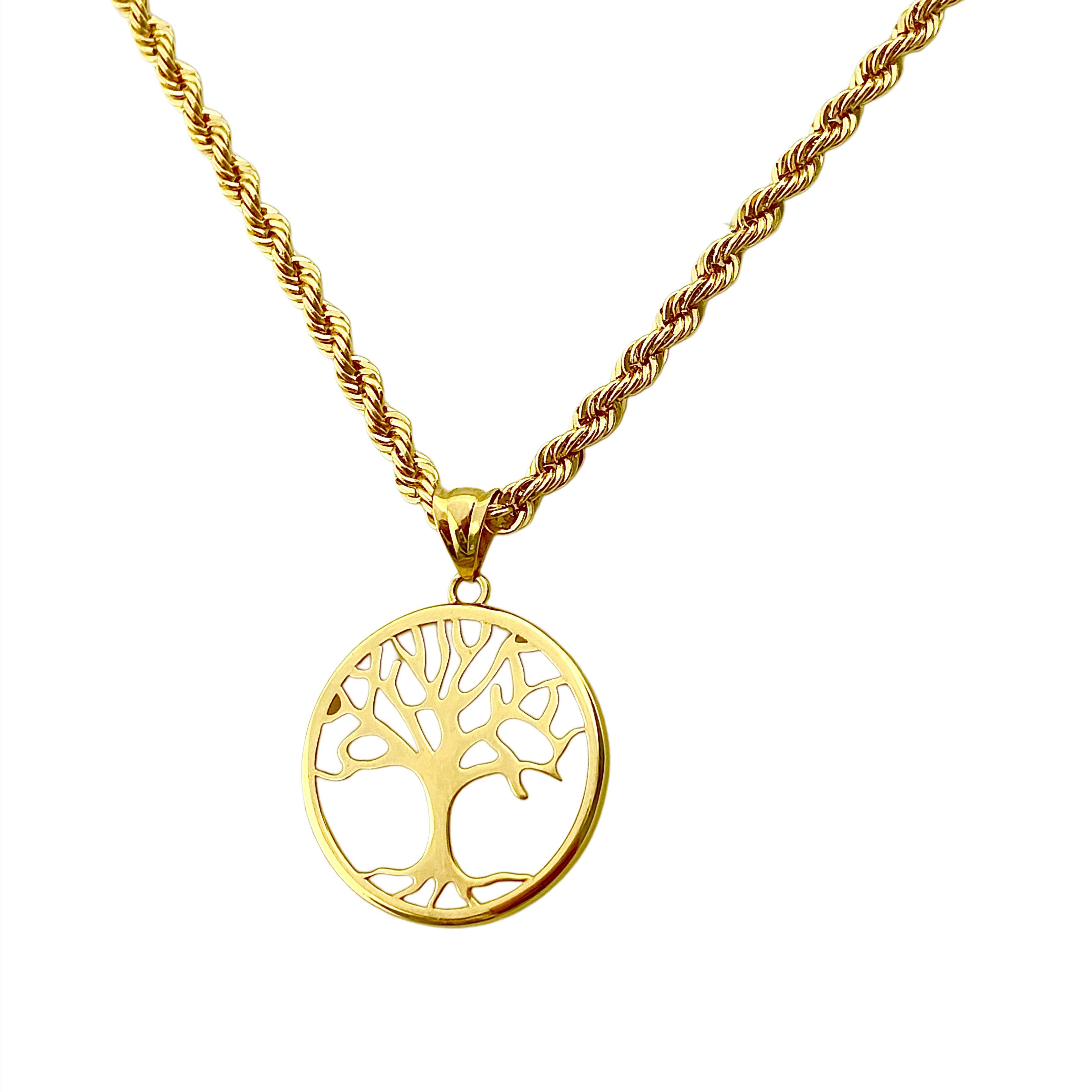 18k Gold Round Tree of Life Necklace