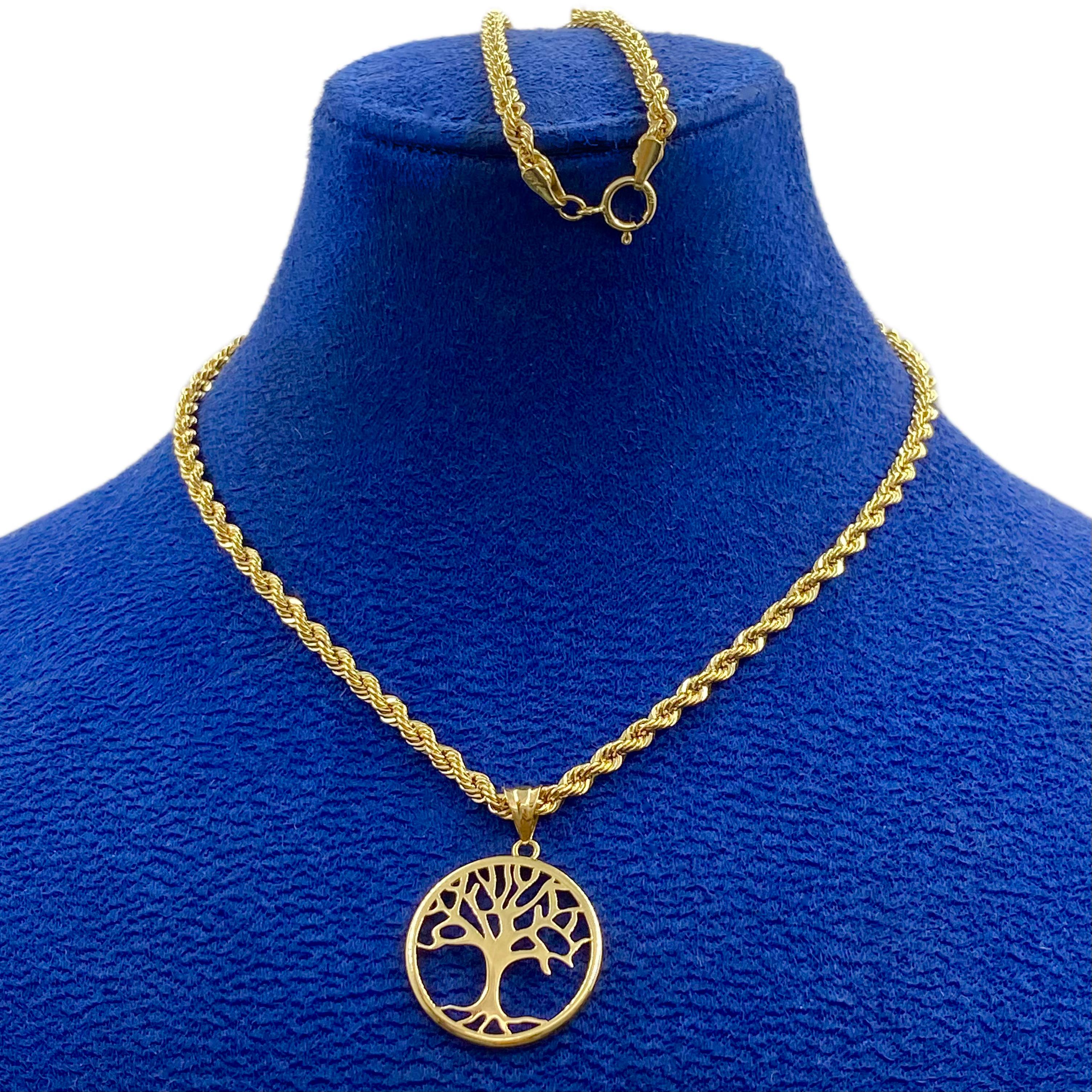 18k Gold Round Tree of Life Necklace