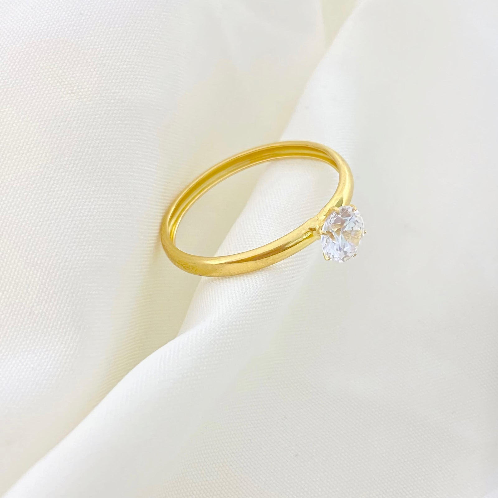 18k Gold Minimalist Stone RIng - 18k Gold Ring - Embellish Gold