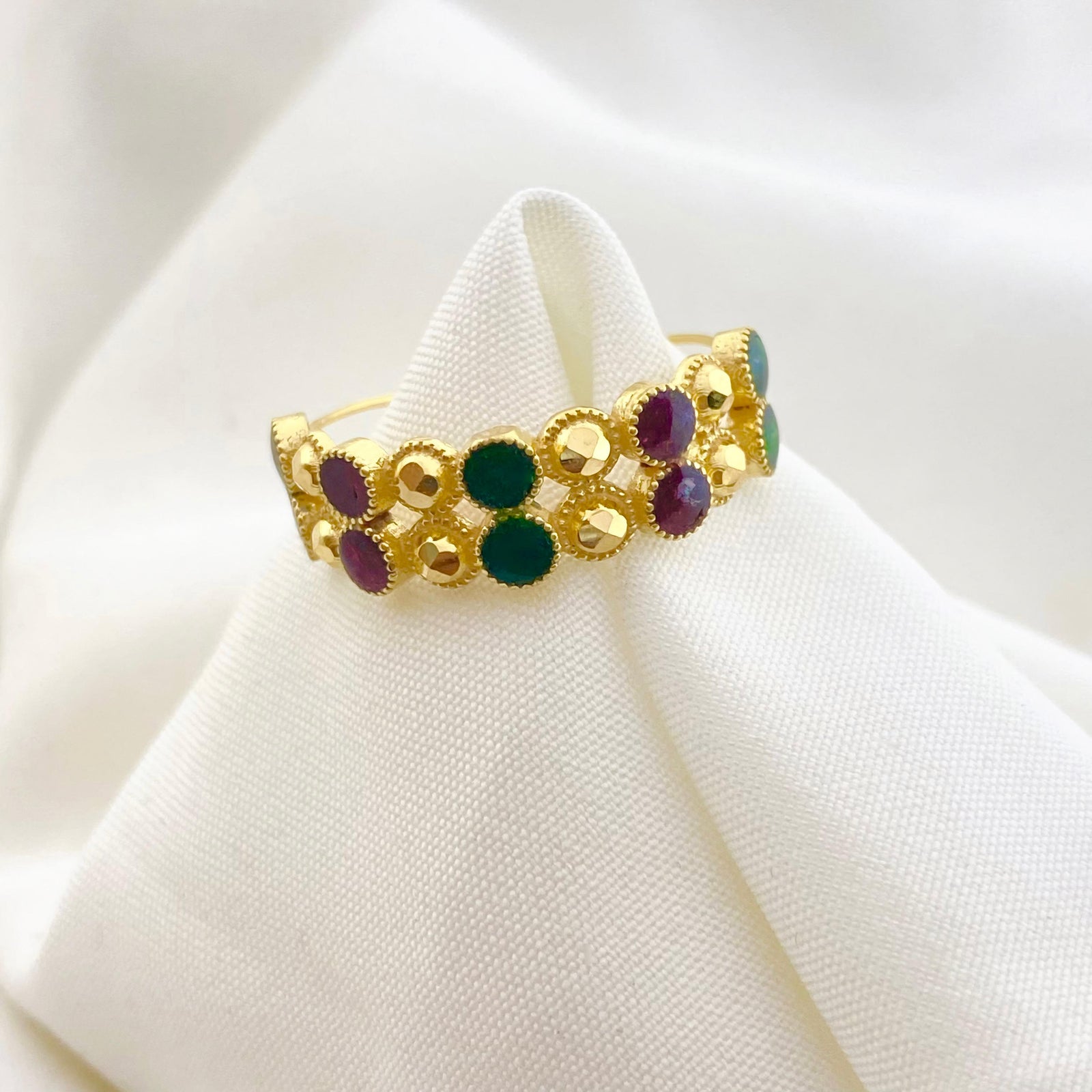 21k Gold Multi-Color Stone RIng - ad collection - Embellish Gold