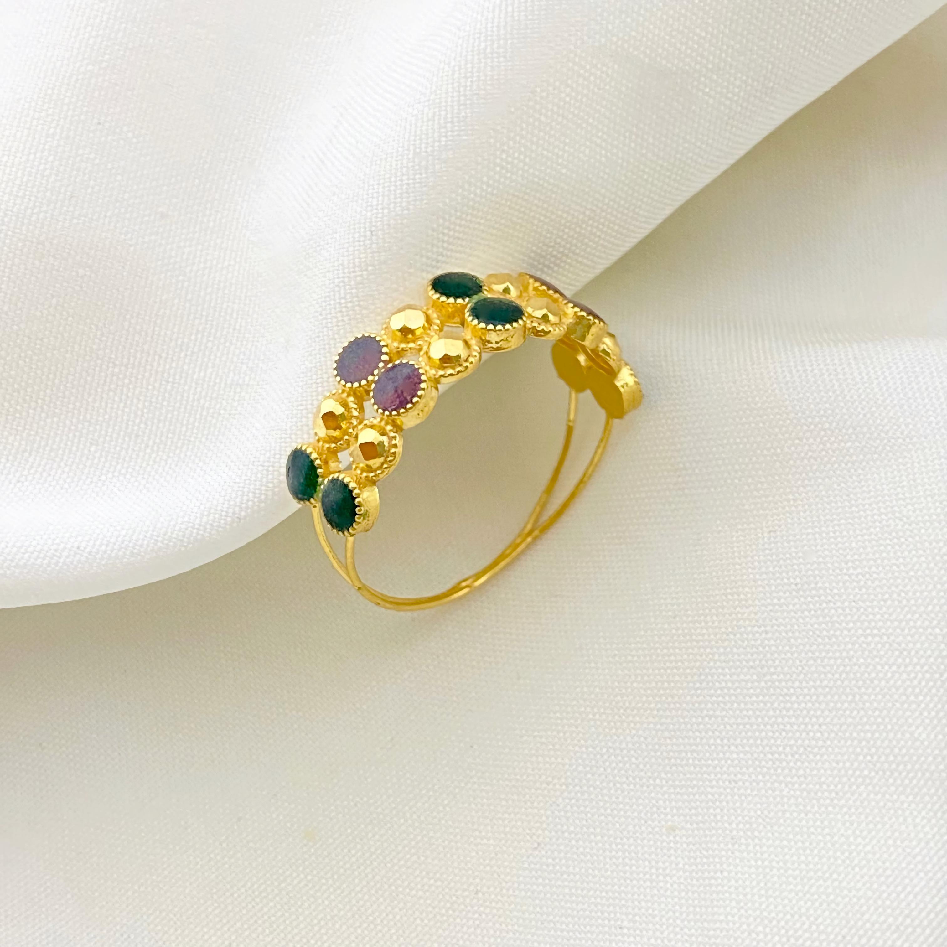 21k Gold Multi-Color Stone RIng