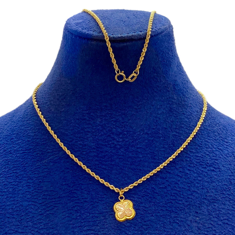 18k Gold Clover Necklace - 18k Gold Necklace - Embellish Gold