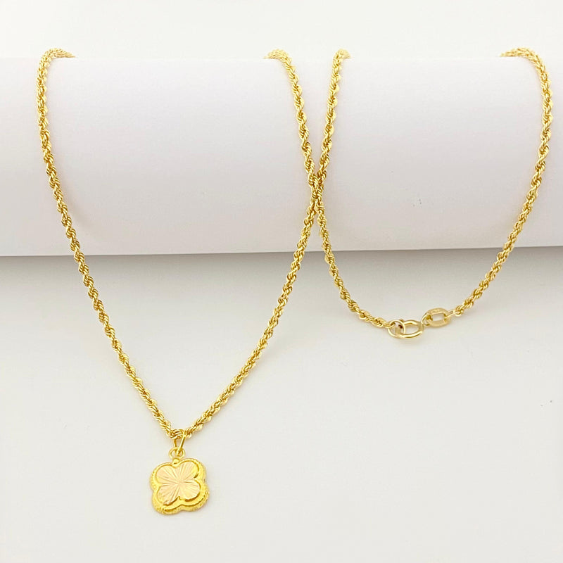 18k Gold Clover Necklace - 18k Gold Necklace - Embellish Gold