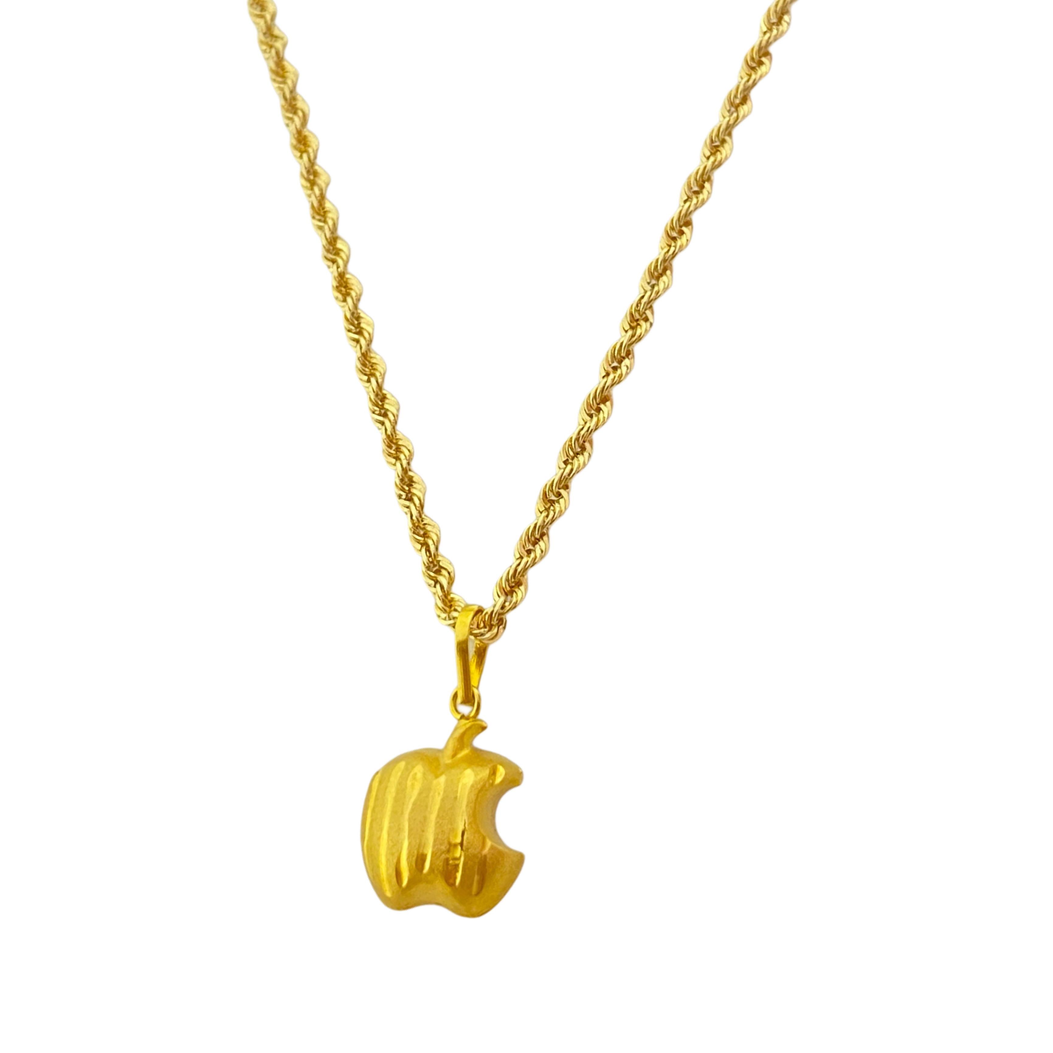 18k Gold Apple Necklace