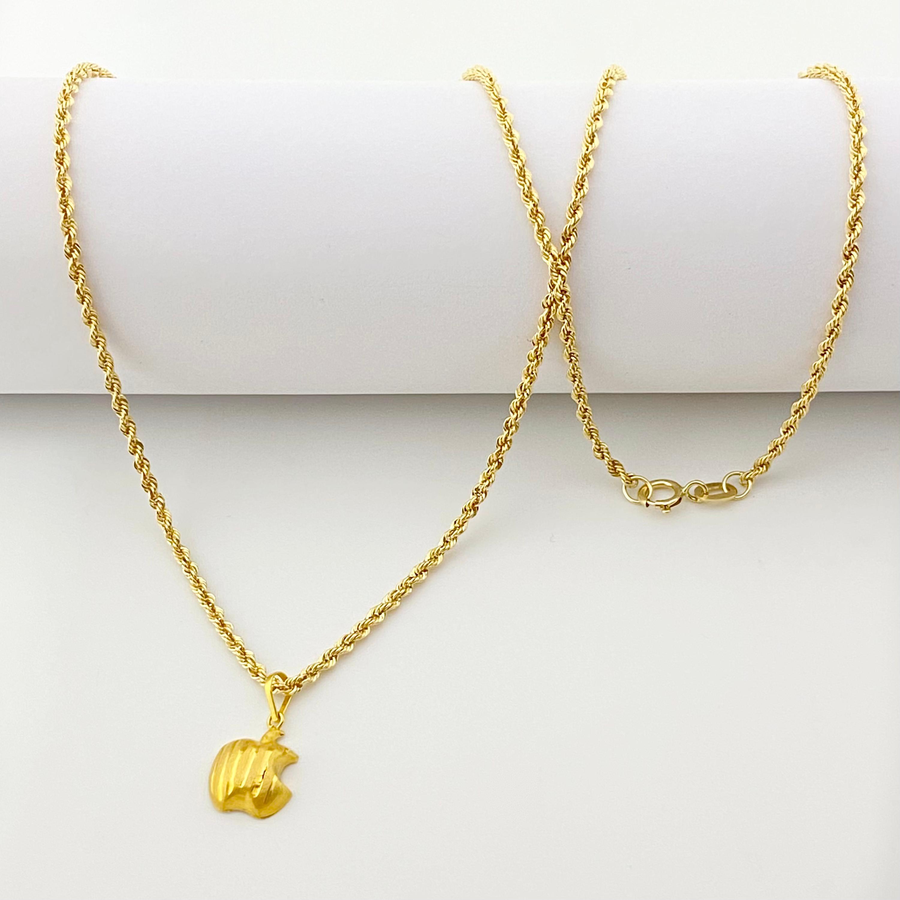 18k Gold Apple Necklace