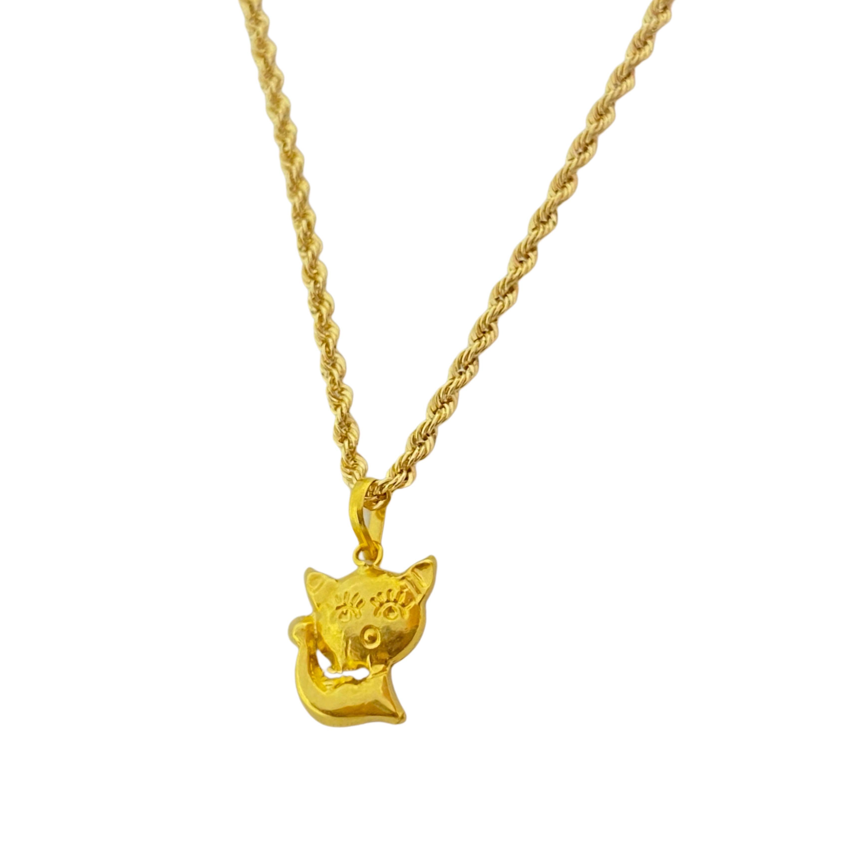 18k Gold Kitty Necklace