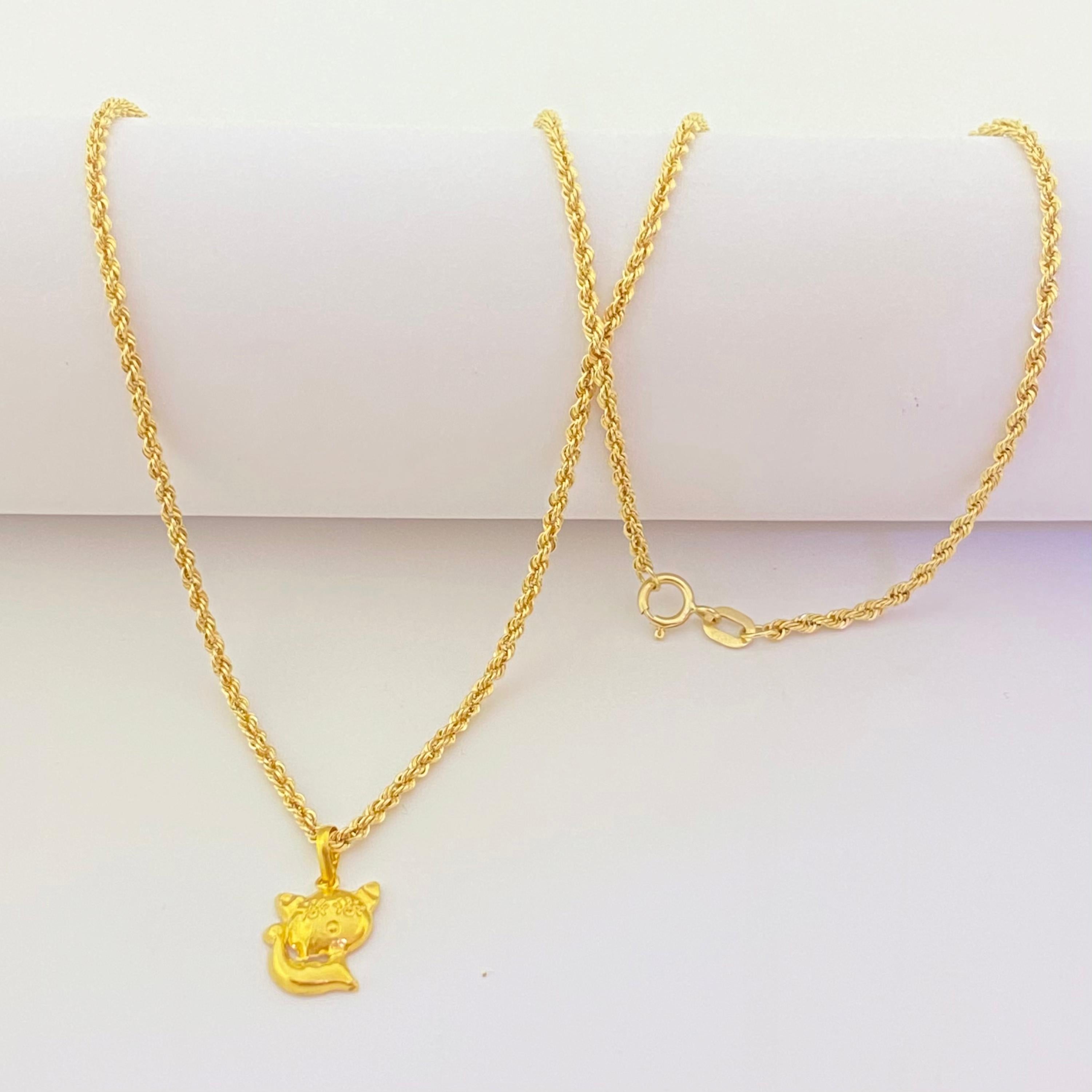 18k Gold Kitty Necklace